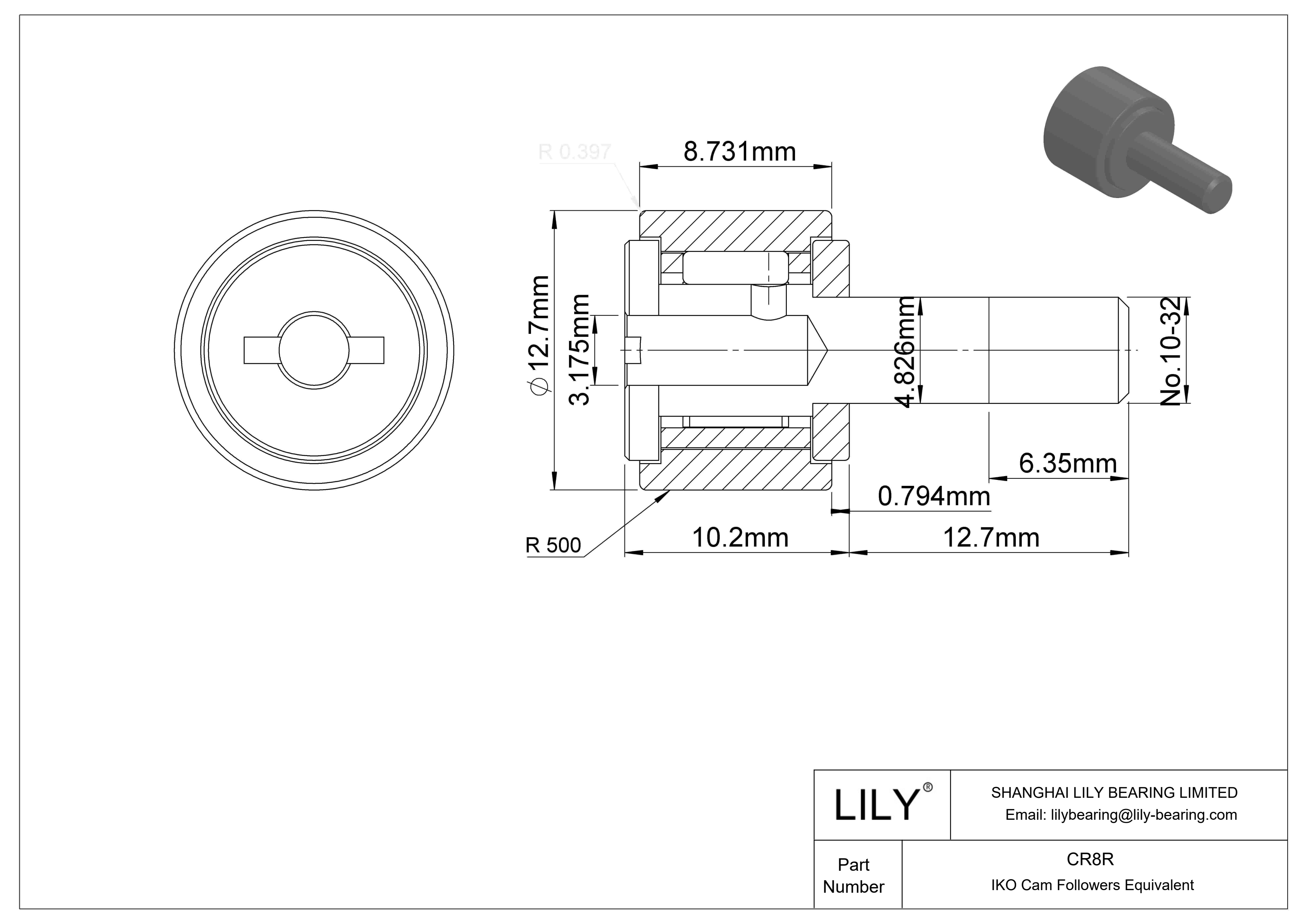 CR8R 螺柱凸轮从动件 cad drawing