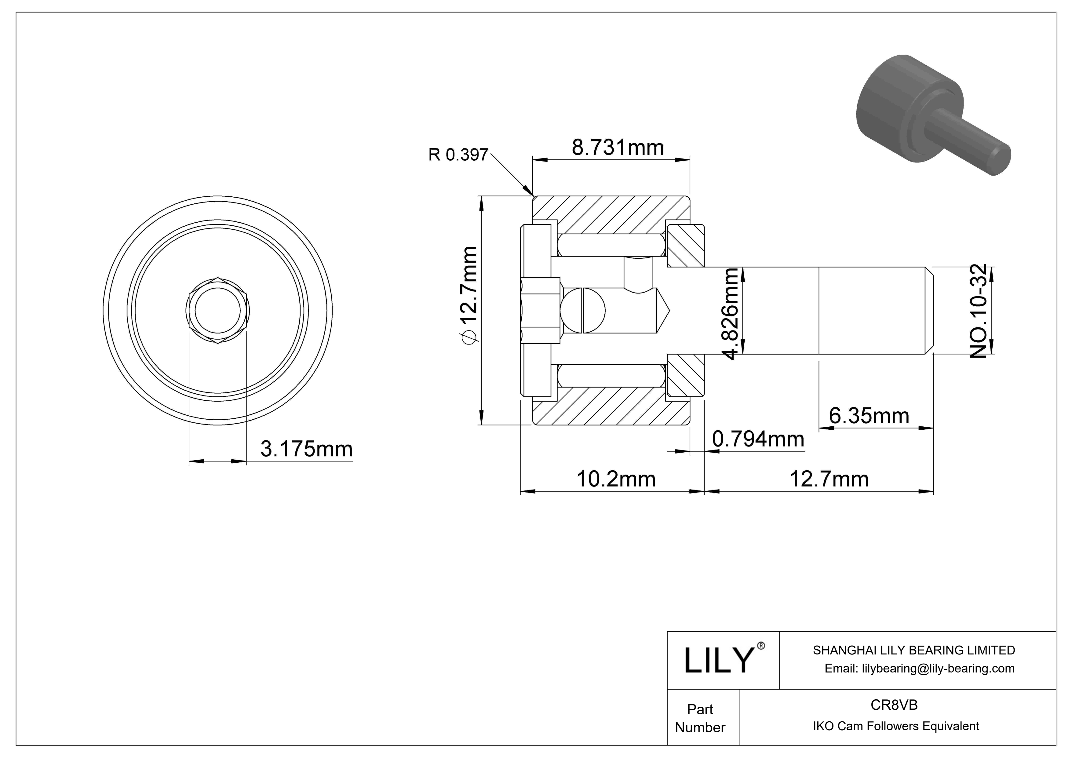 CR8VB 螺柱凸轮从动件 cad drawing