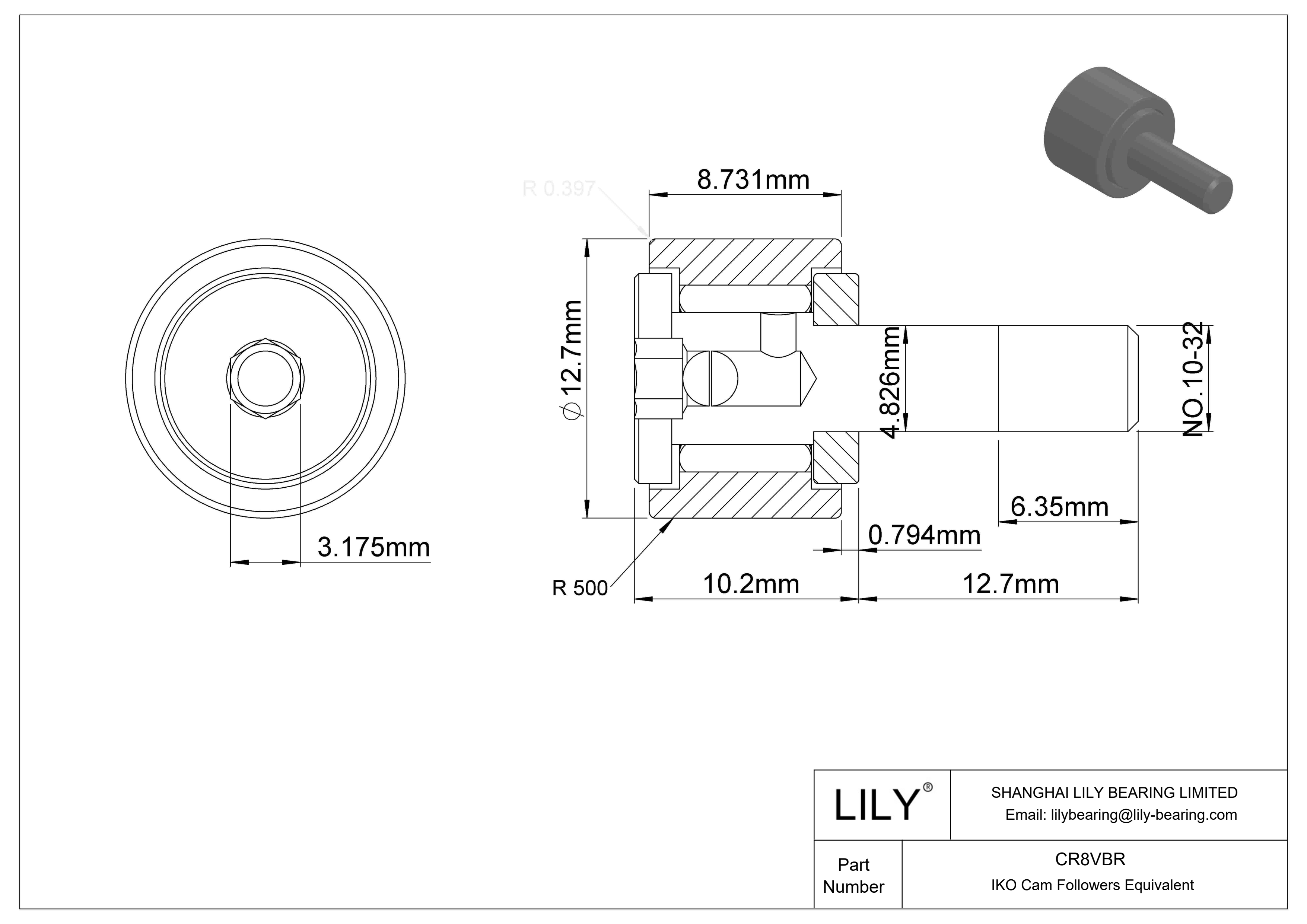 CR8VBR 螺柱凸轮从动件 cad drawing