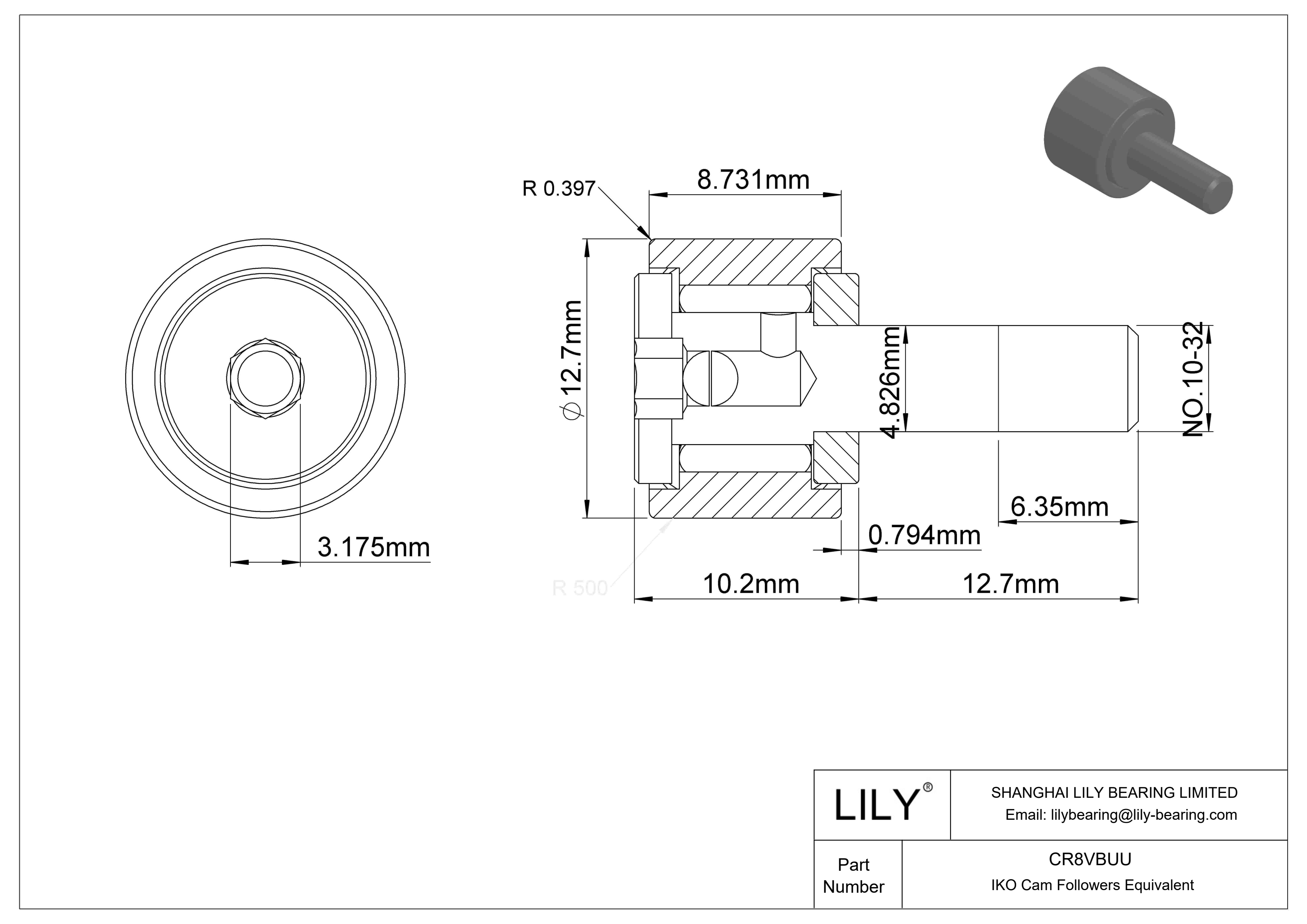 CR8VBUU 螺柱凸轮从动件 cad drawing