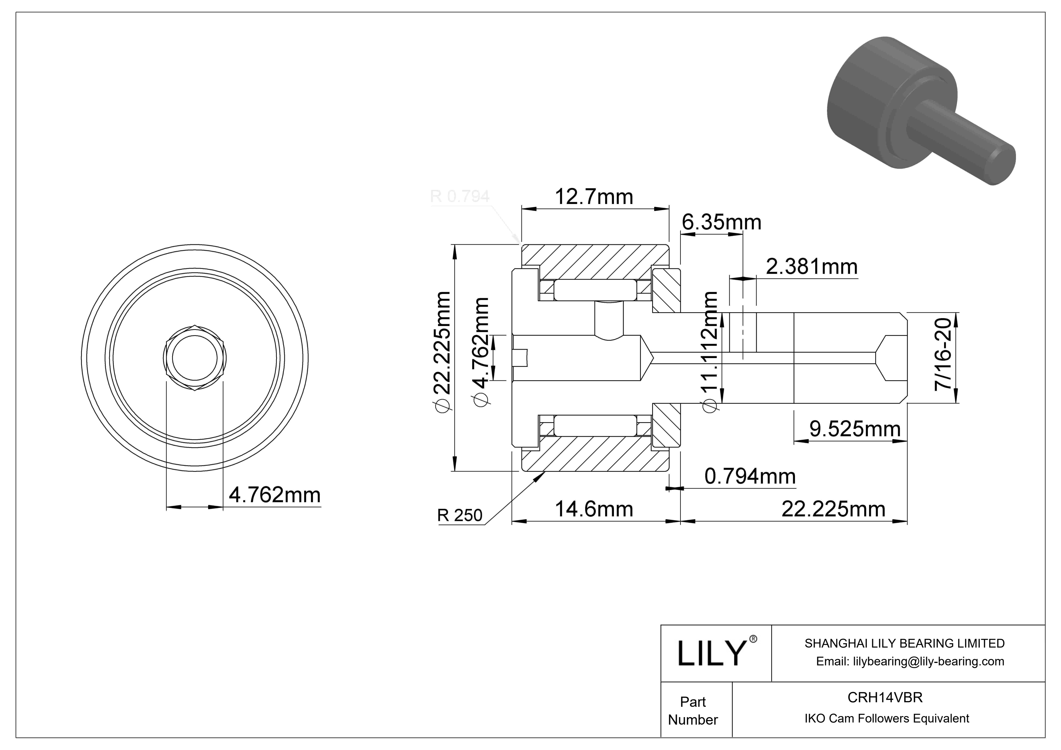 CRH14VBR 螺柱凸轮从动件 cad drawing