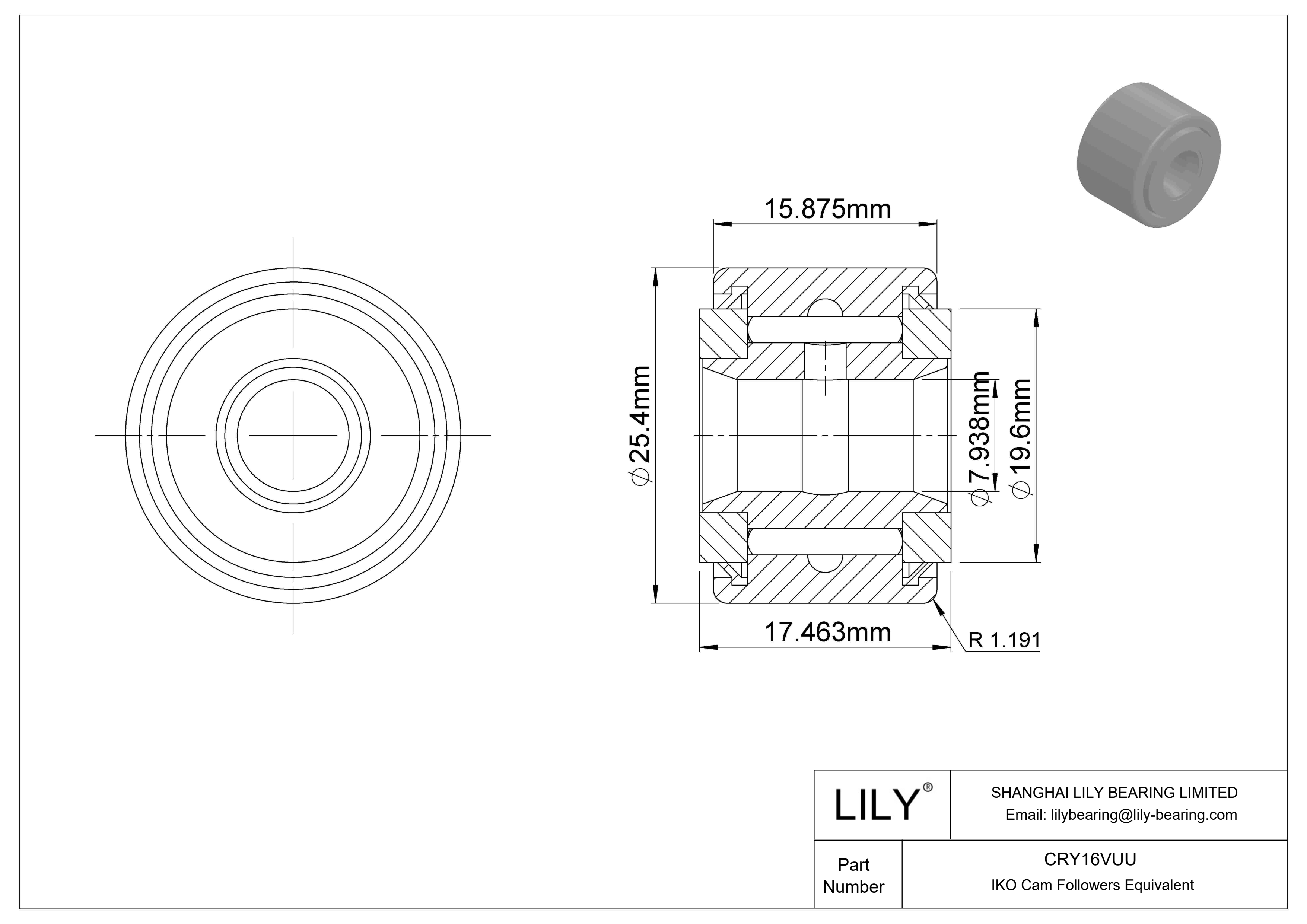 CRY16VUU Yoke Cam Follower cad drawing