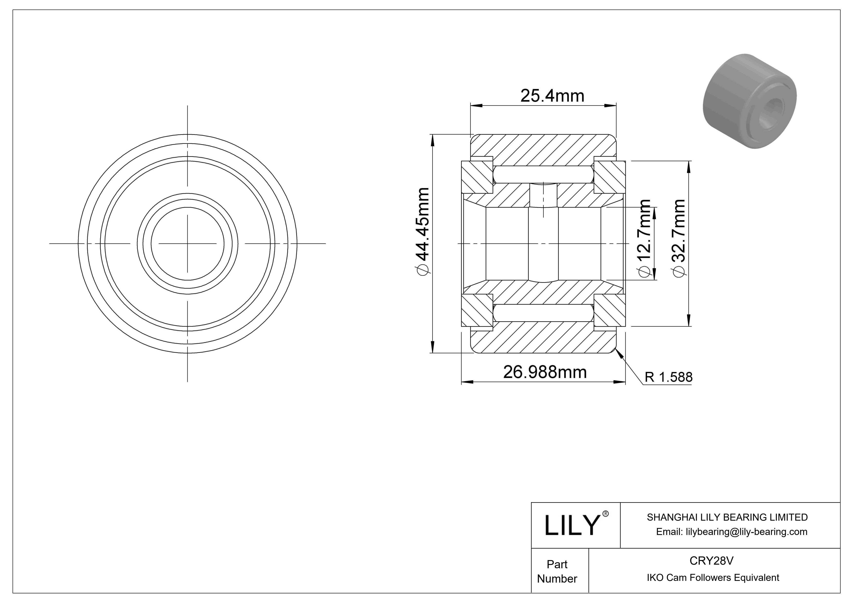 CRY28V Yugo seguidor de leva cad drawing