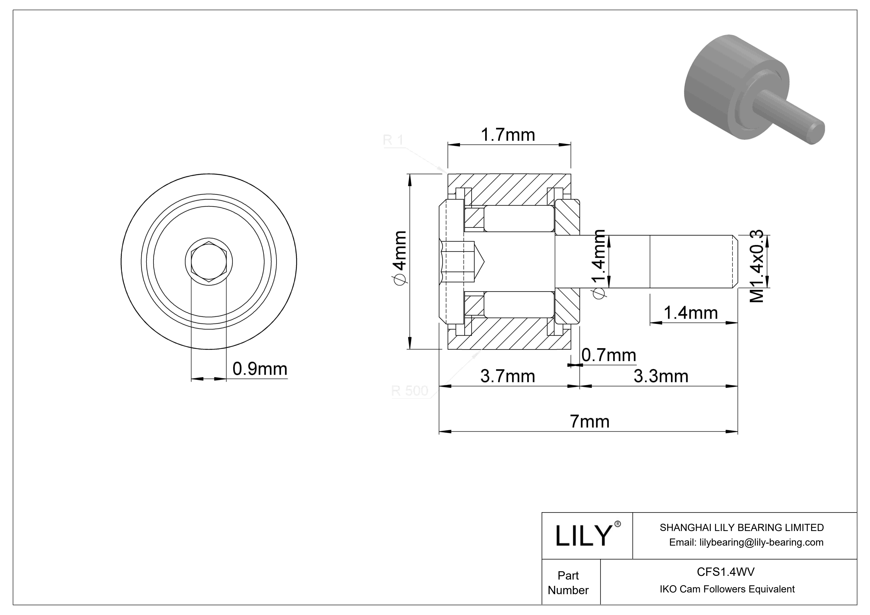 CFS1.4WV 螺柱凸轮从动件 cad drawing