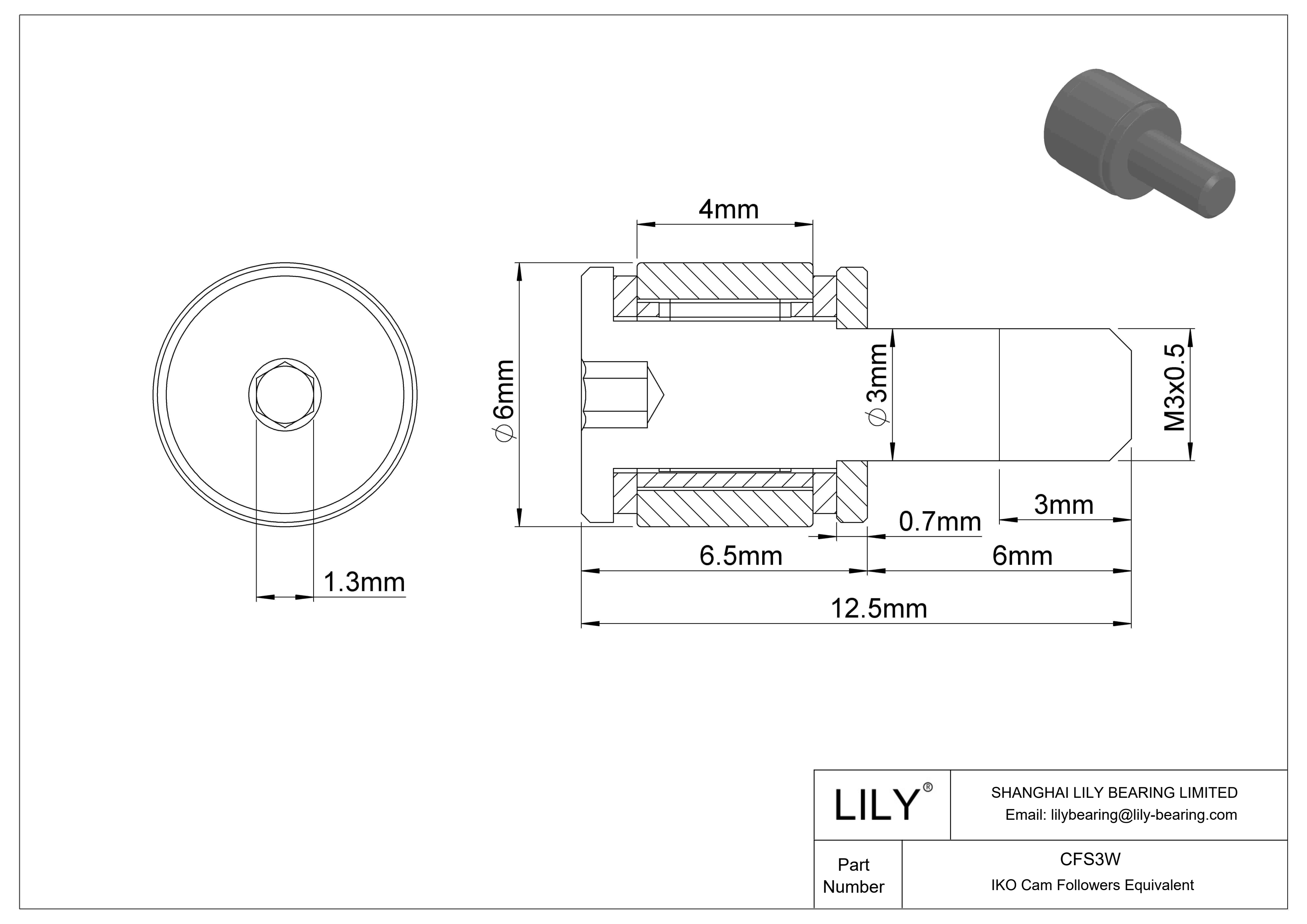 CFS3W 螺柱凸轮从动件 cad drawing