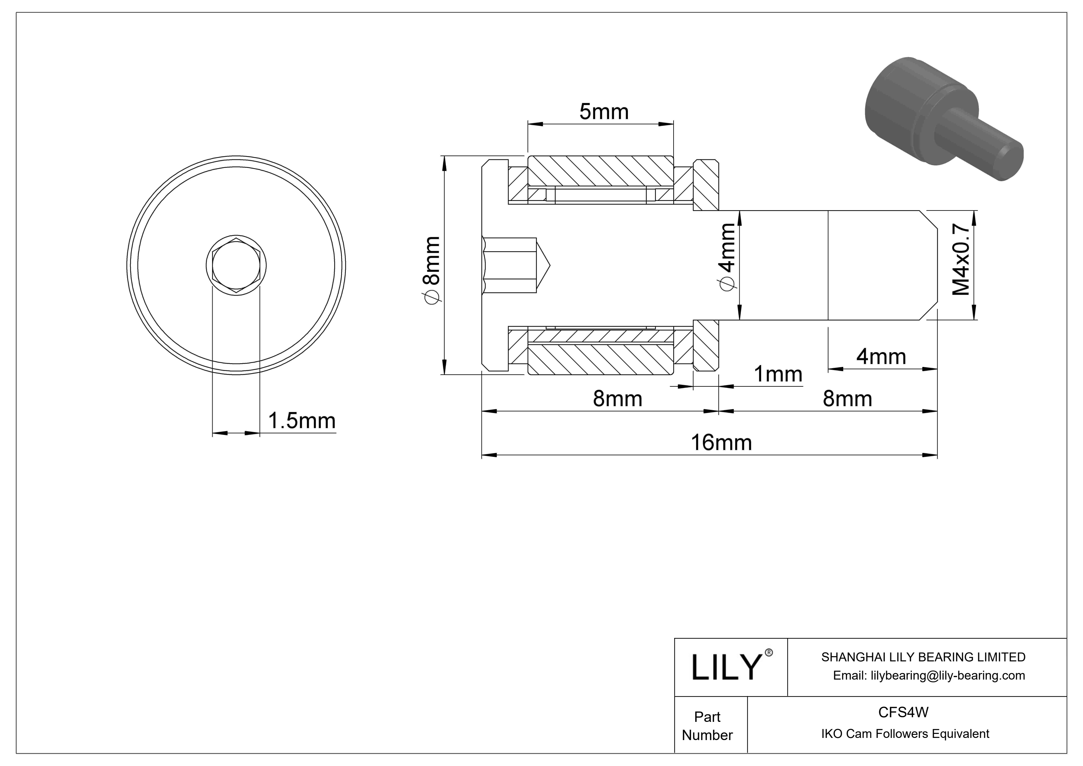 CFS4W 螺柱凸轮从动件 cad drawing