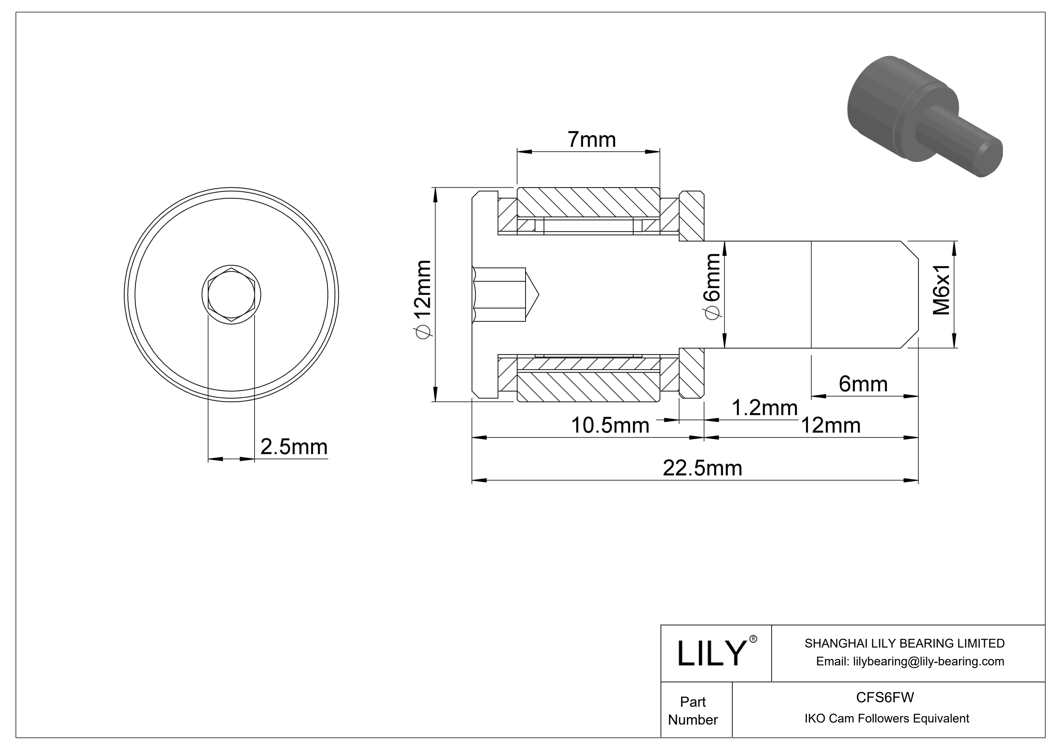 CFS6FW 螺柱凸轮从动件 cad drawing