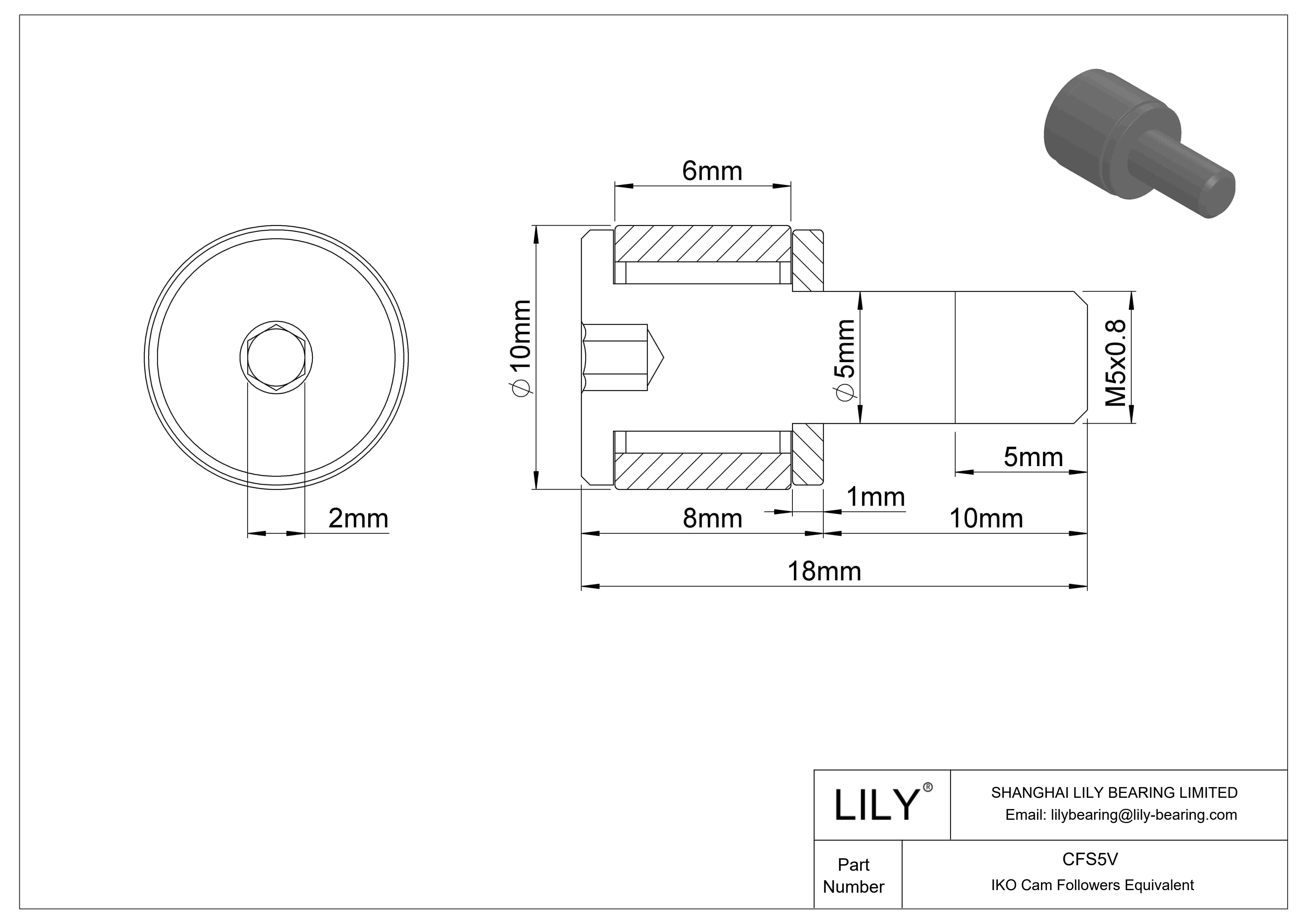 CFS5V 螺柱凸轮从动件 cad drawing