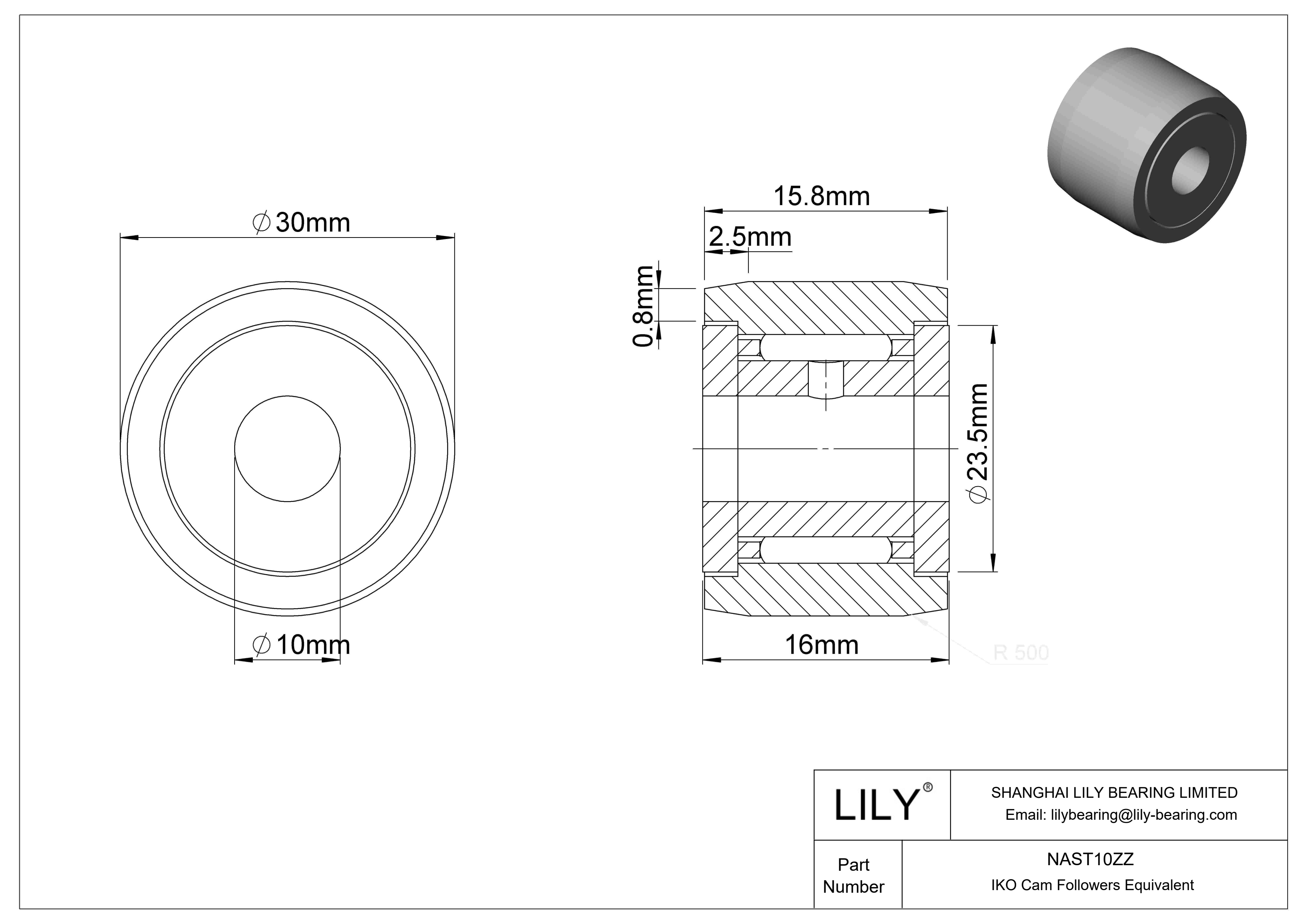 NAST10ZZ Yugo seguidor de leva cad drawing