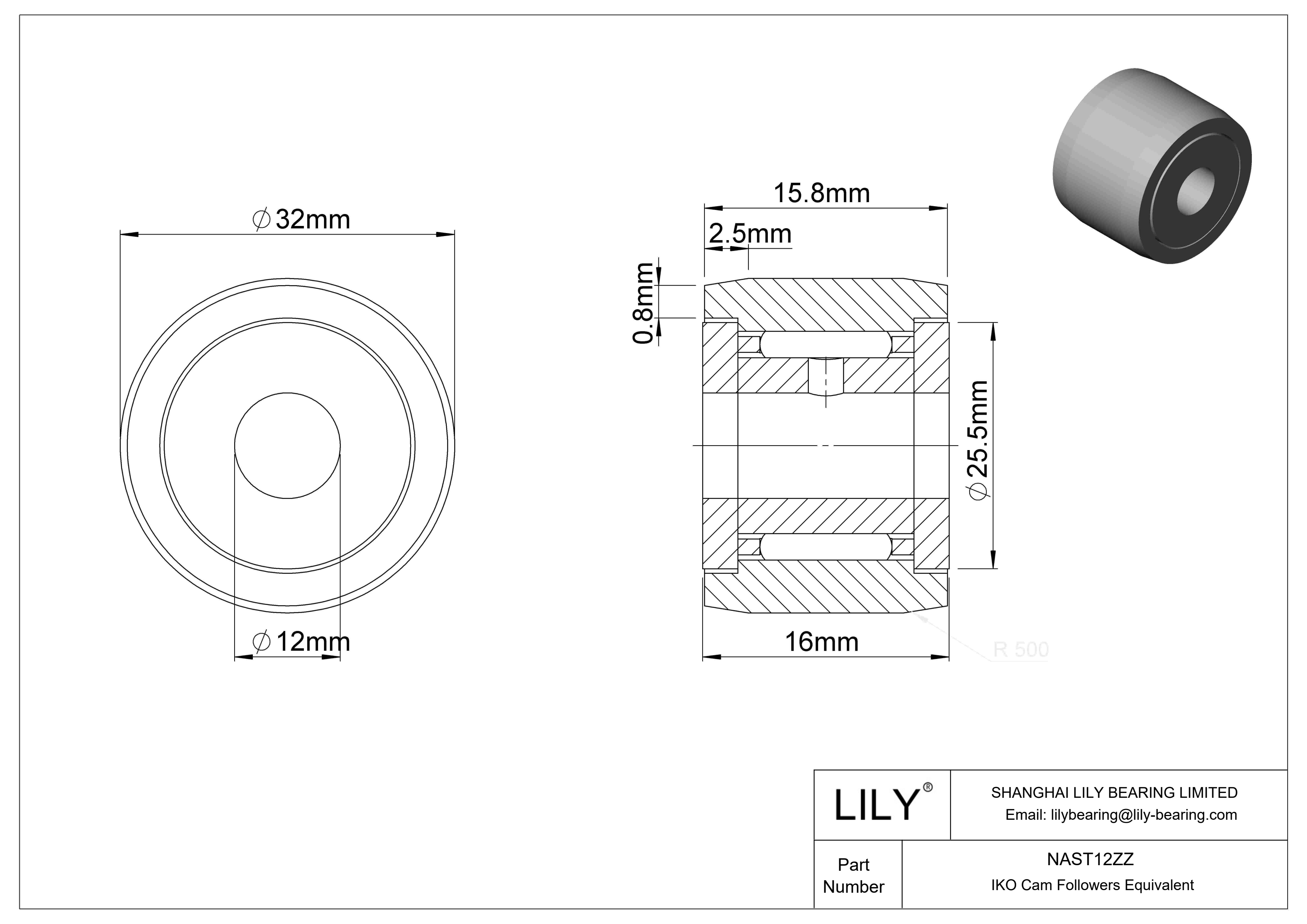 NAST12ZZ Yugo seguidor de leva cad drawing