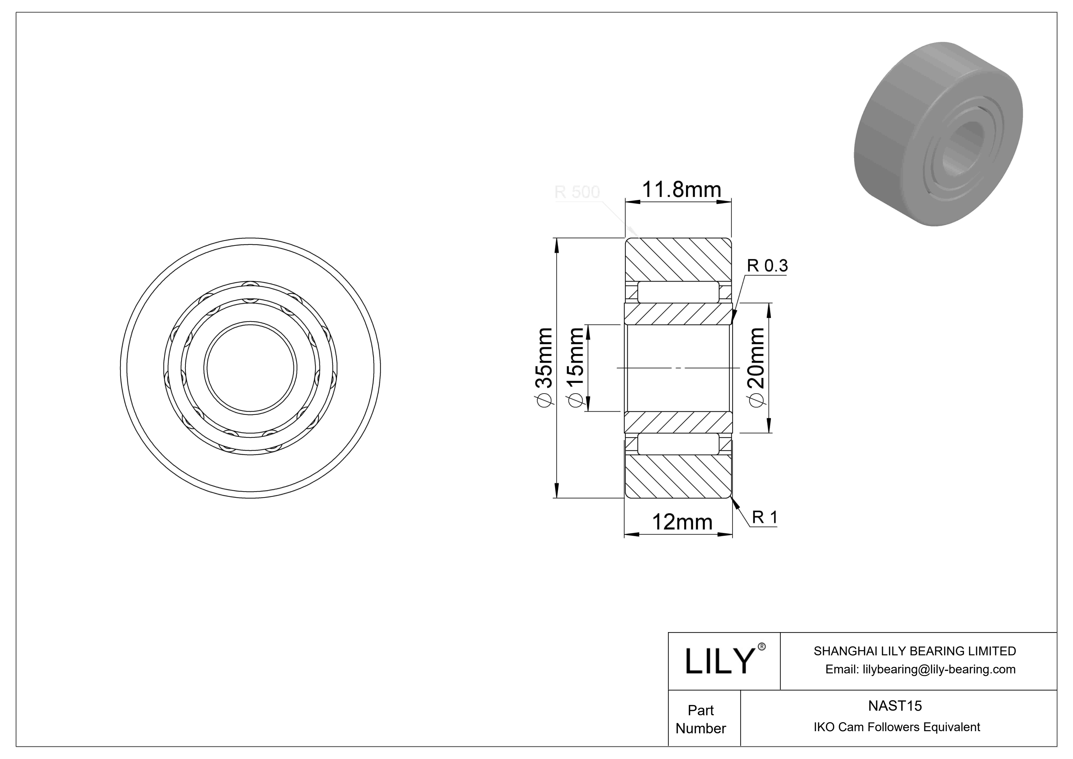 NAST15 Yugo seguidor de leva cad drawing