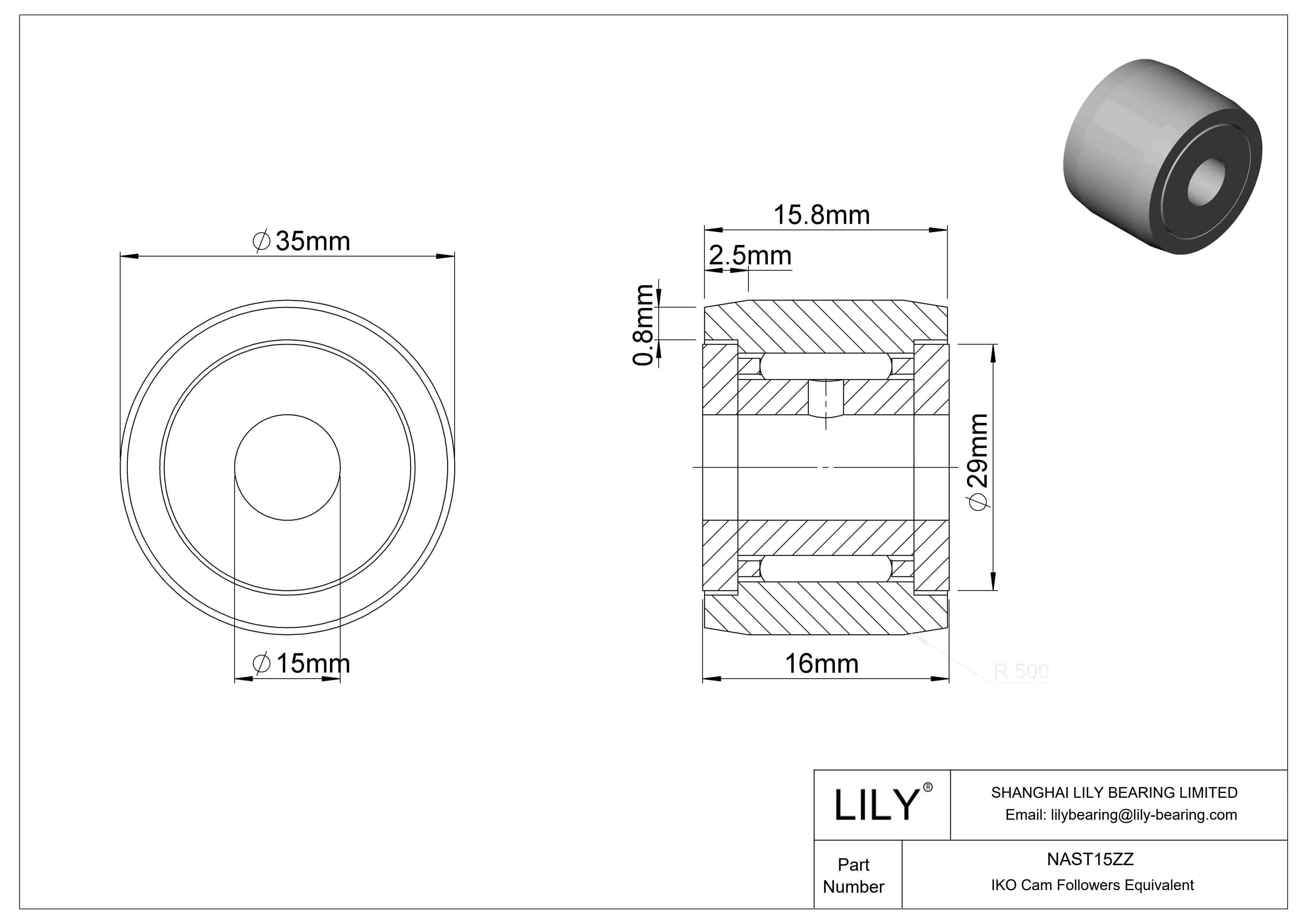 NAST15ZZ Yugo seguidor de leva cad drawing