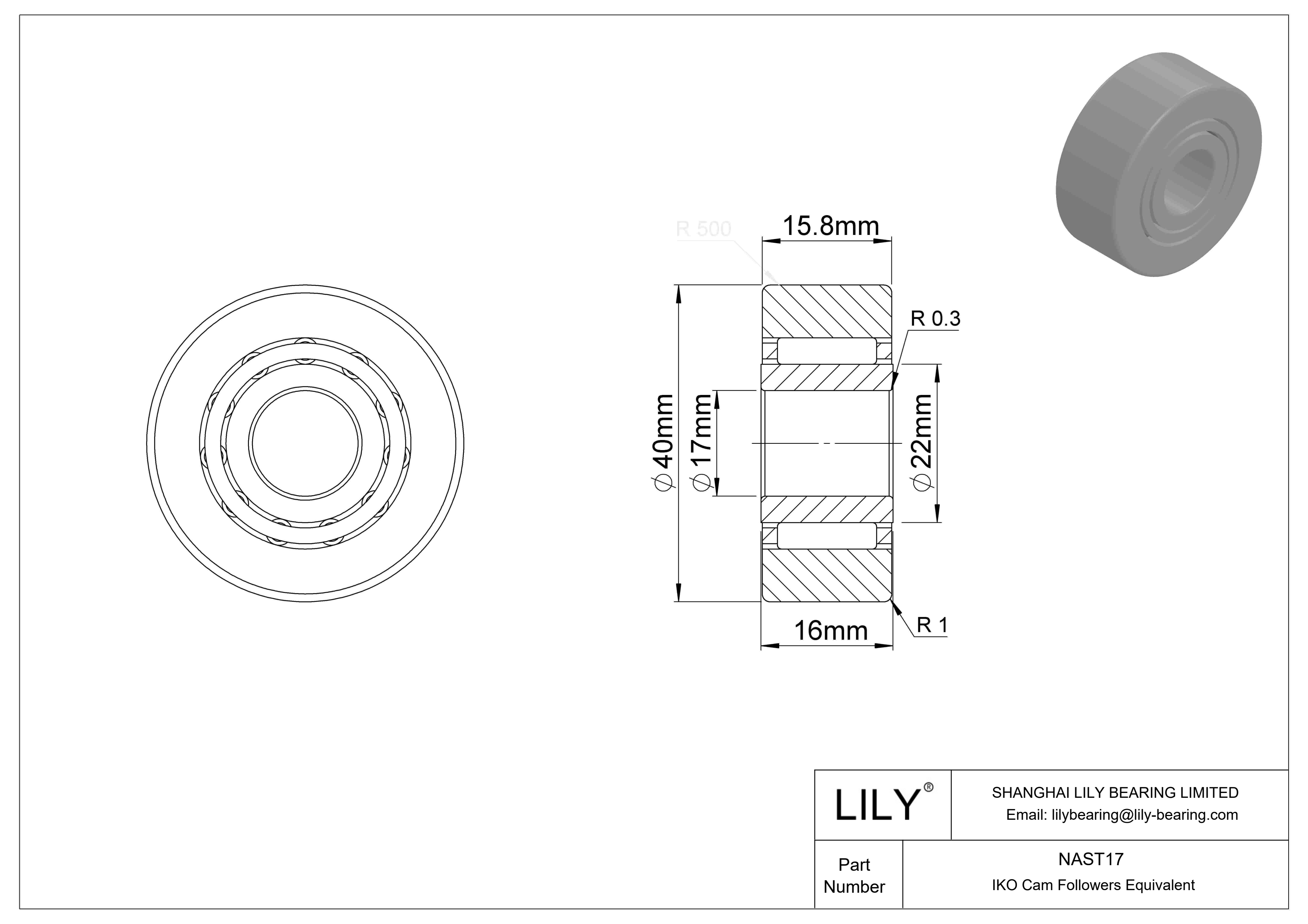 NAST17 Yugo seguidor de leva cad drawing