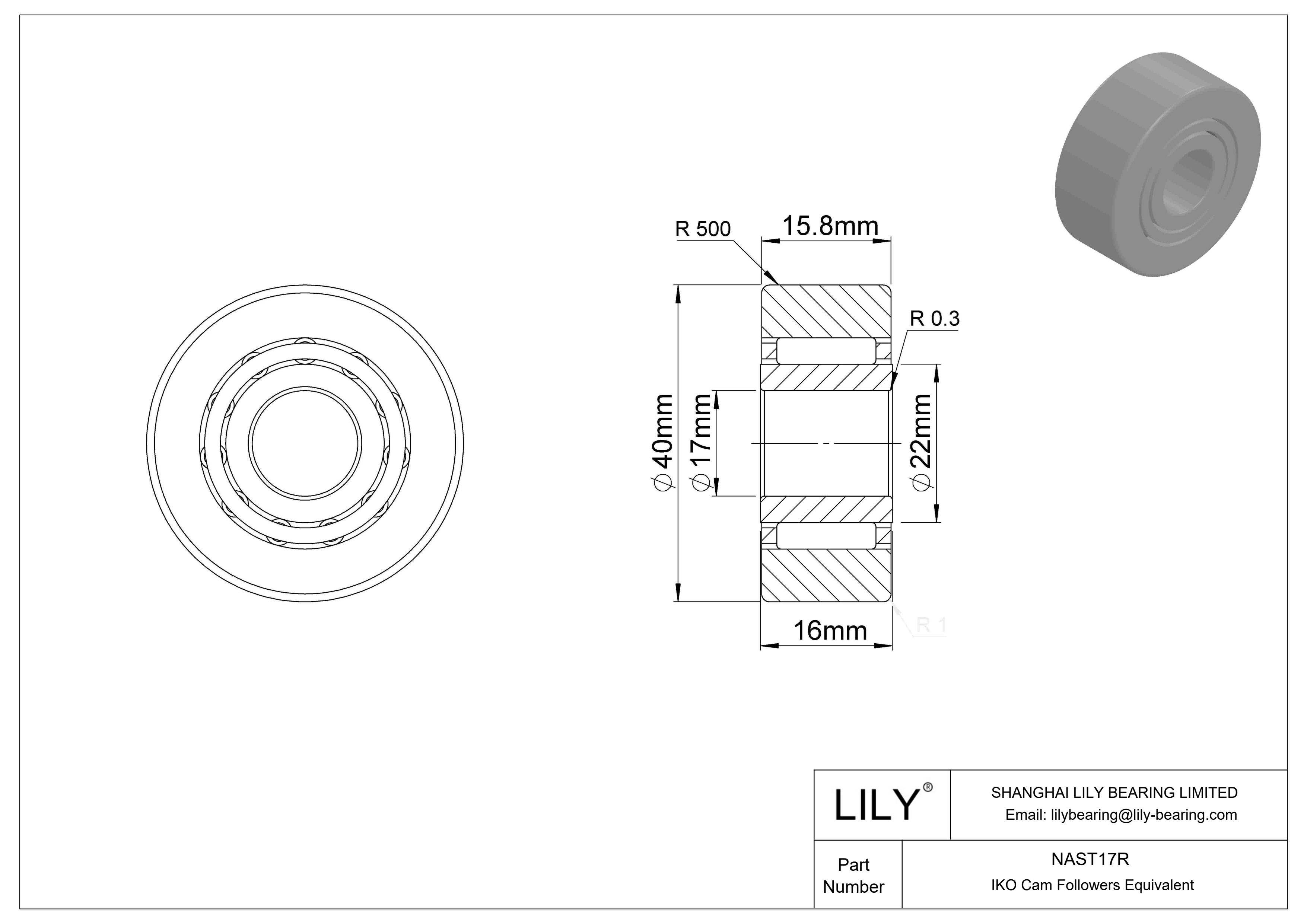 NAST17R Yugo seguidor de leva cad drawing