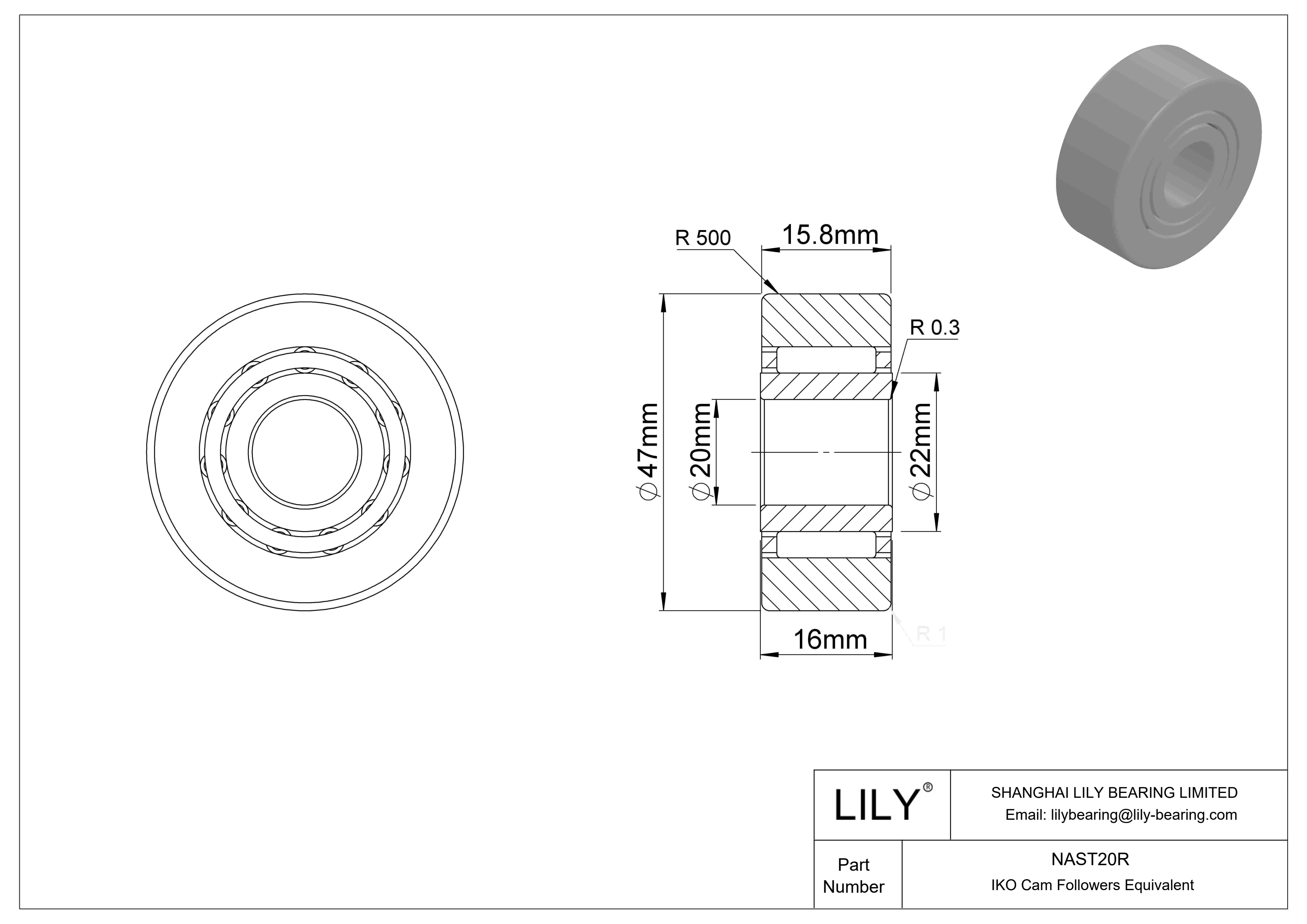 NAST20R Yugo seguidor de leva cad drawing