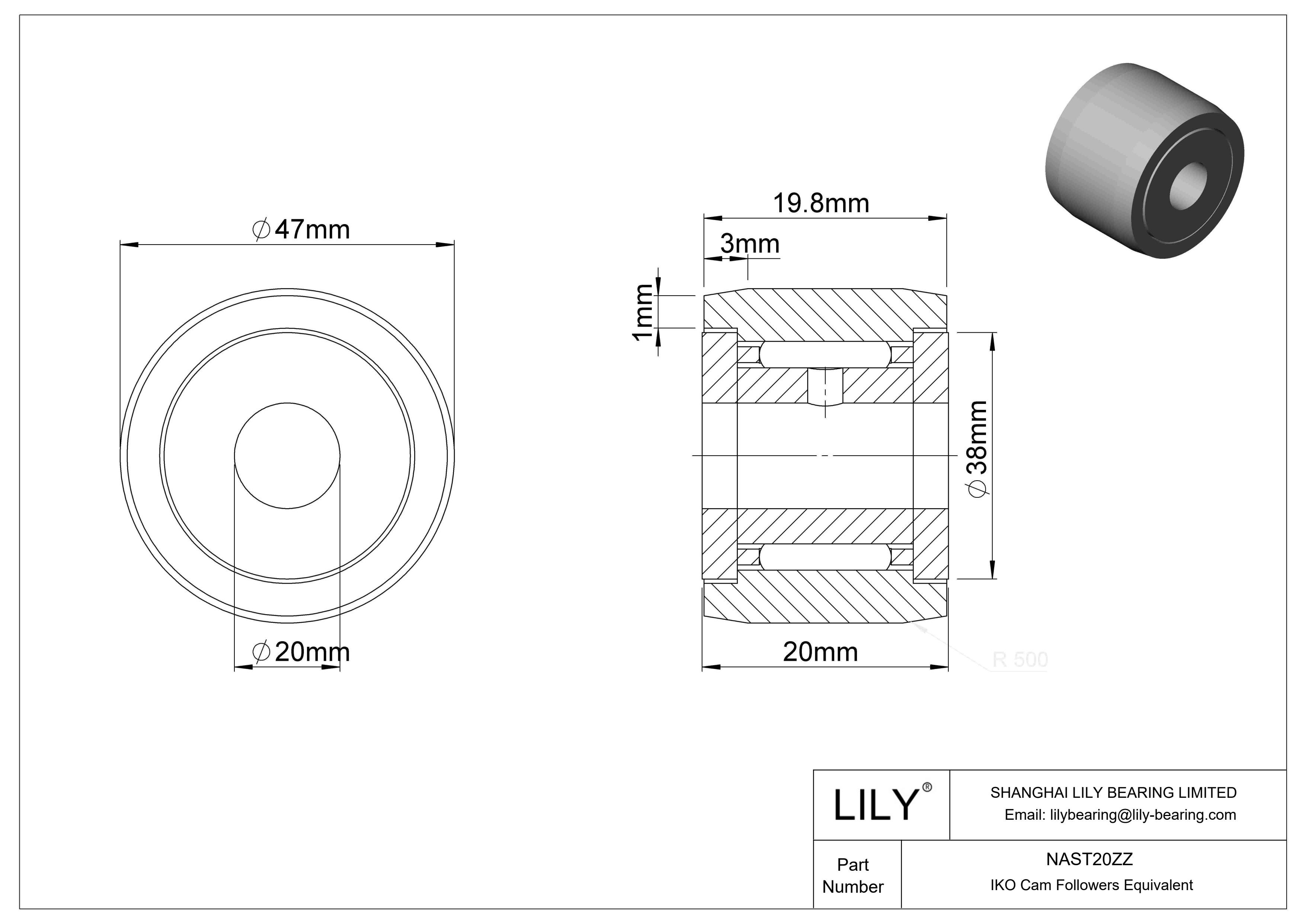 NAST20ZZ Yugo seguidor de leva cad drawing