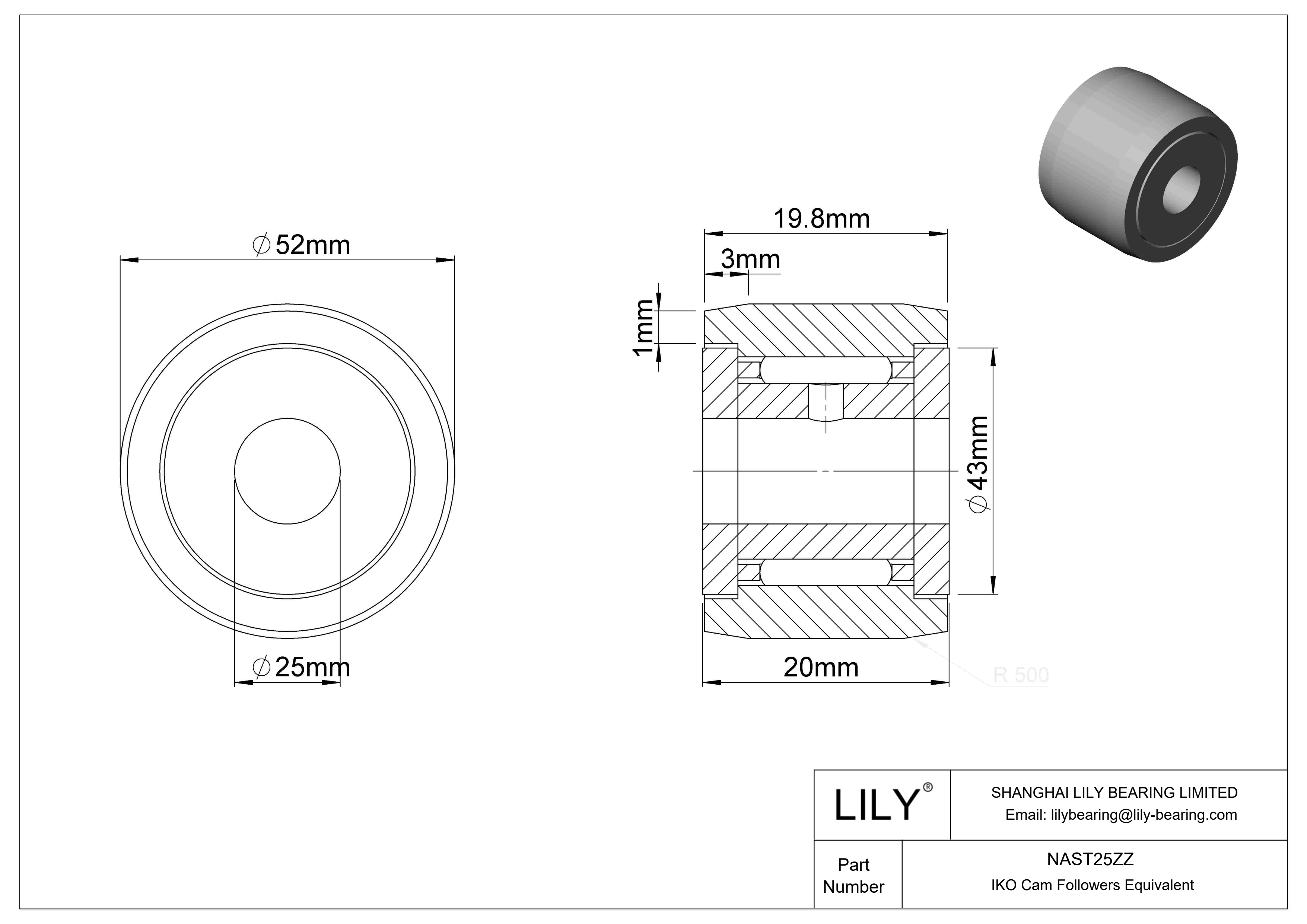 NAST25ZZ 轭凸轮从动件 cad drawing