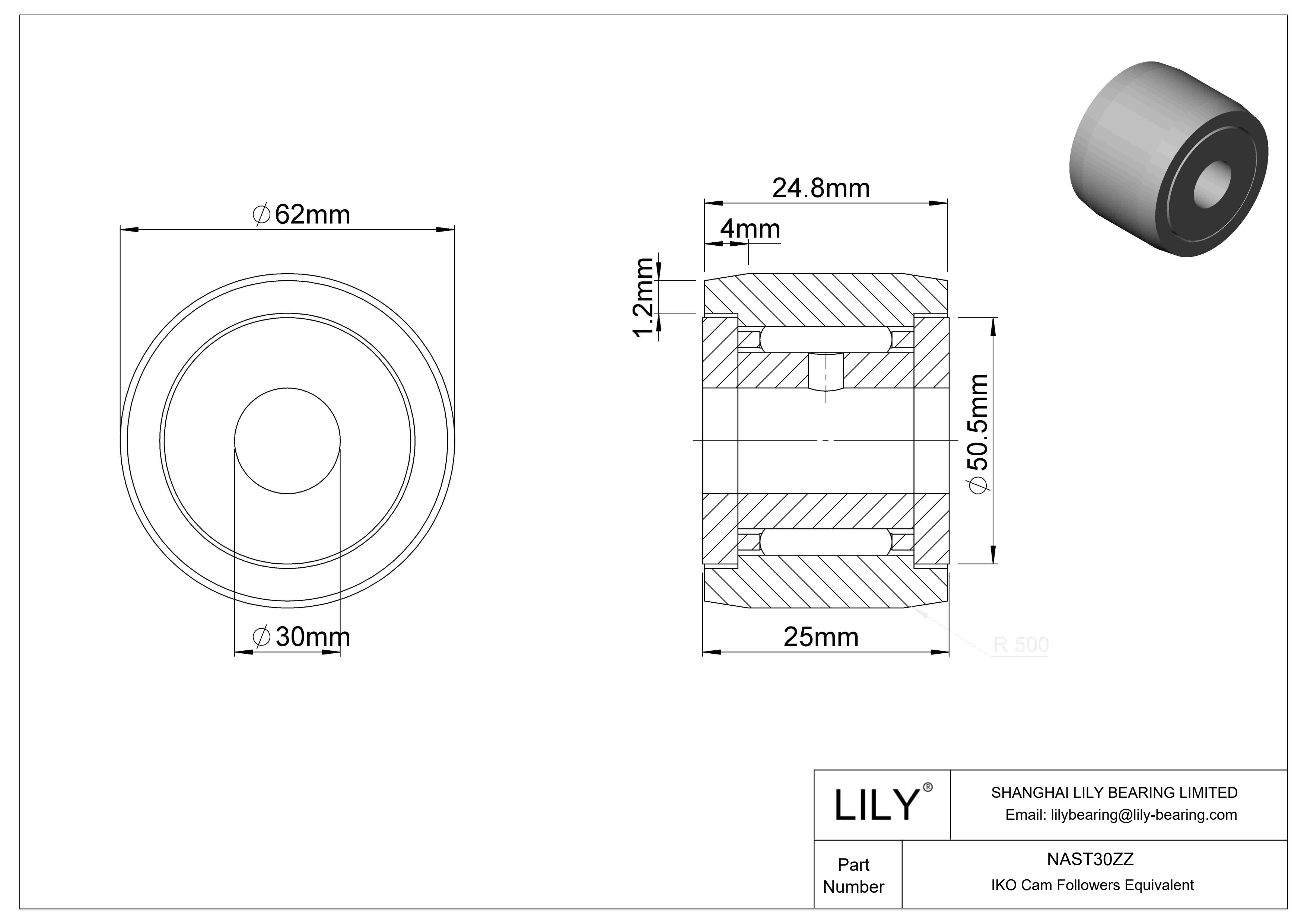 NAST30ZZ Yugo seguidor de leva cad drawing