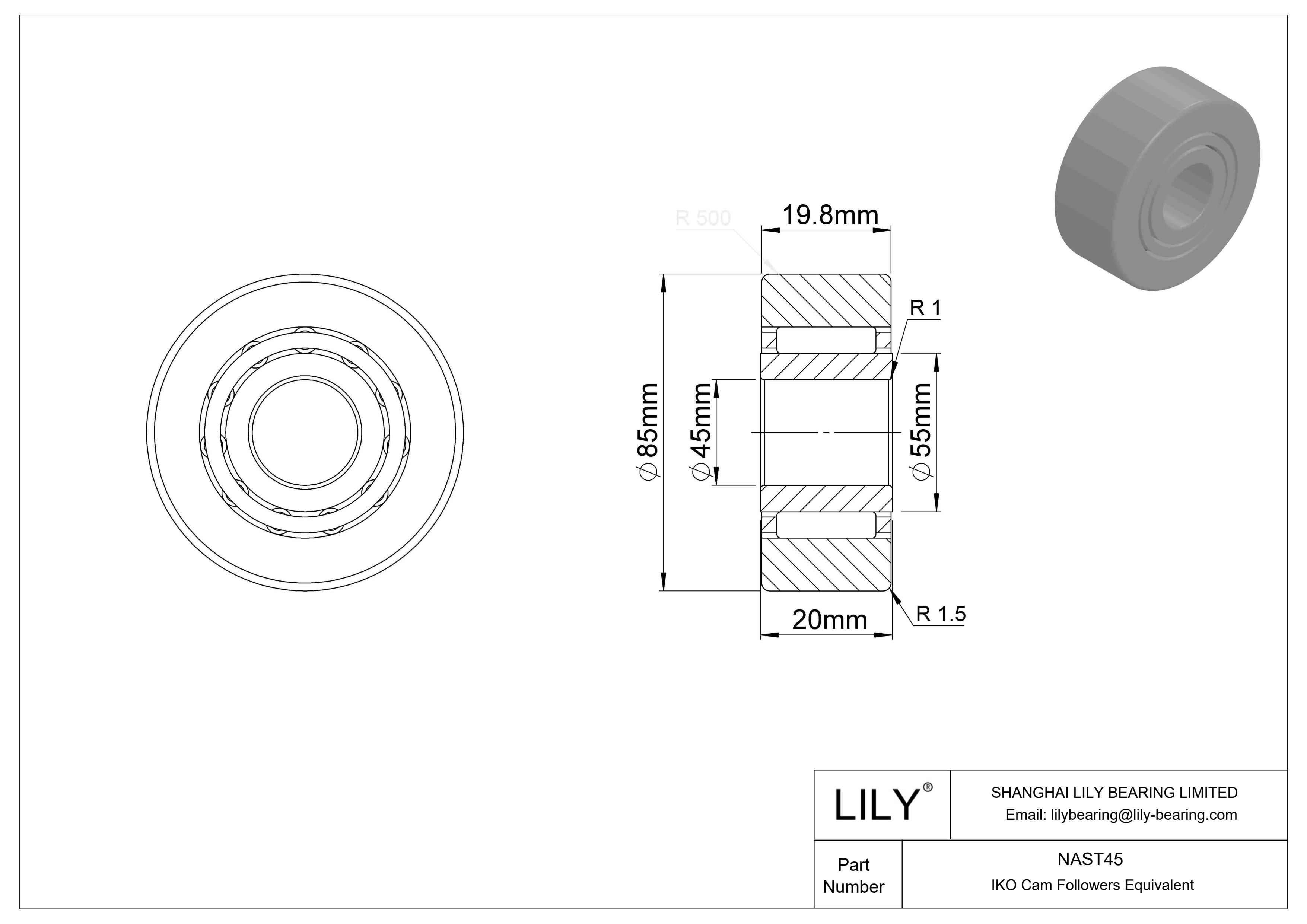 NAST45 Yugo seguidor de leva cad drawing