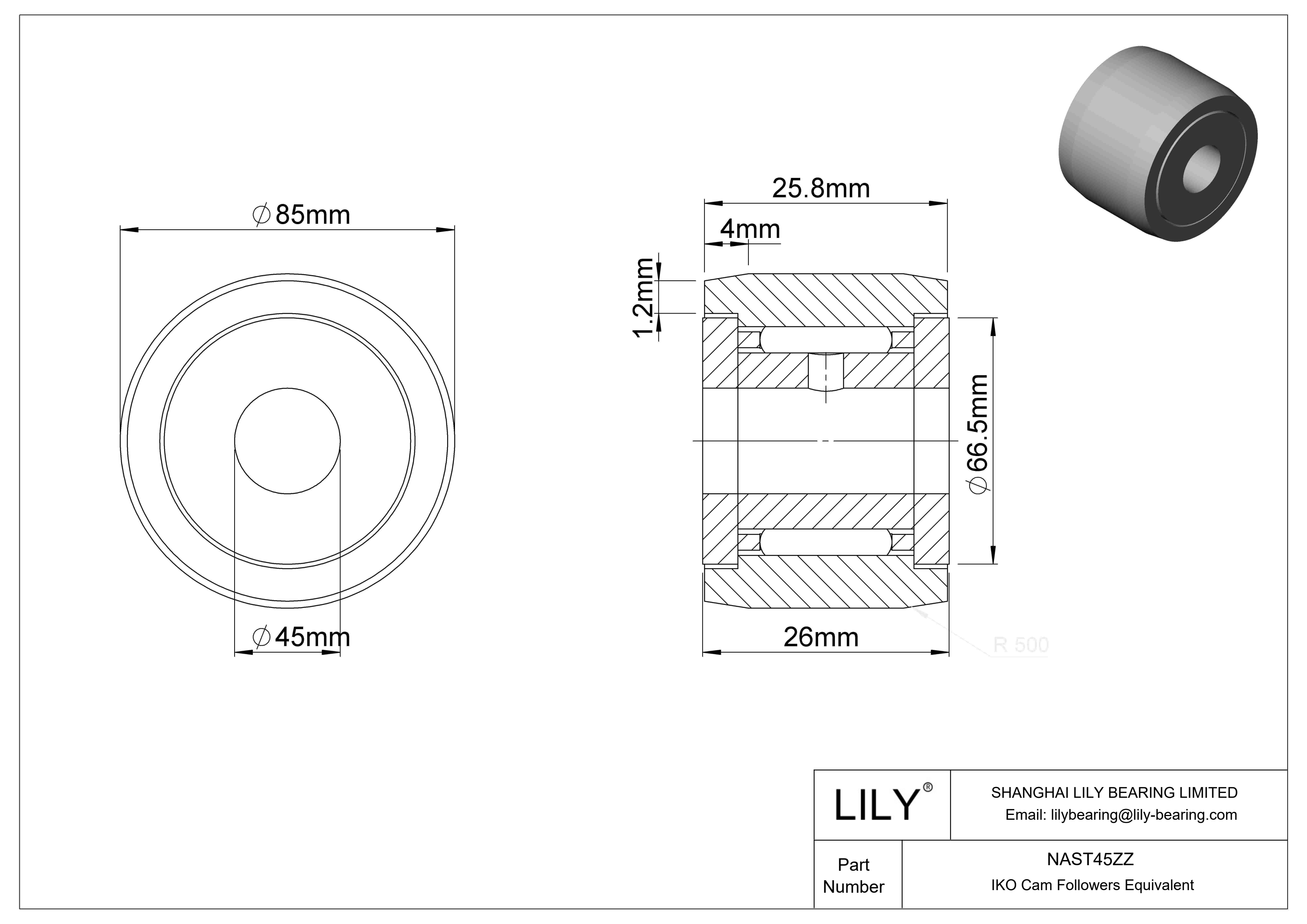 NAST45ZZ Yugo seguidor de leva cad drawing