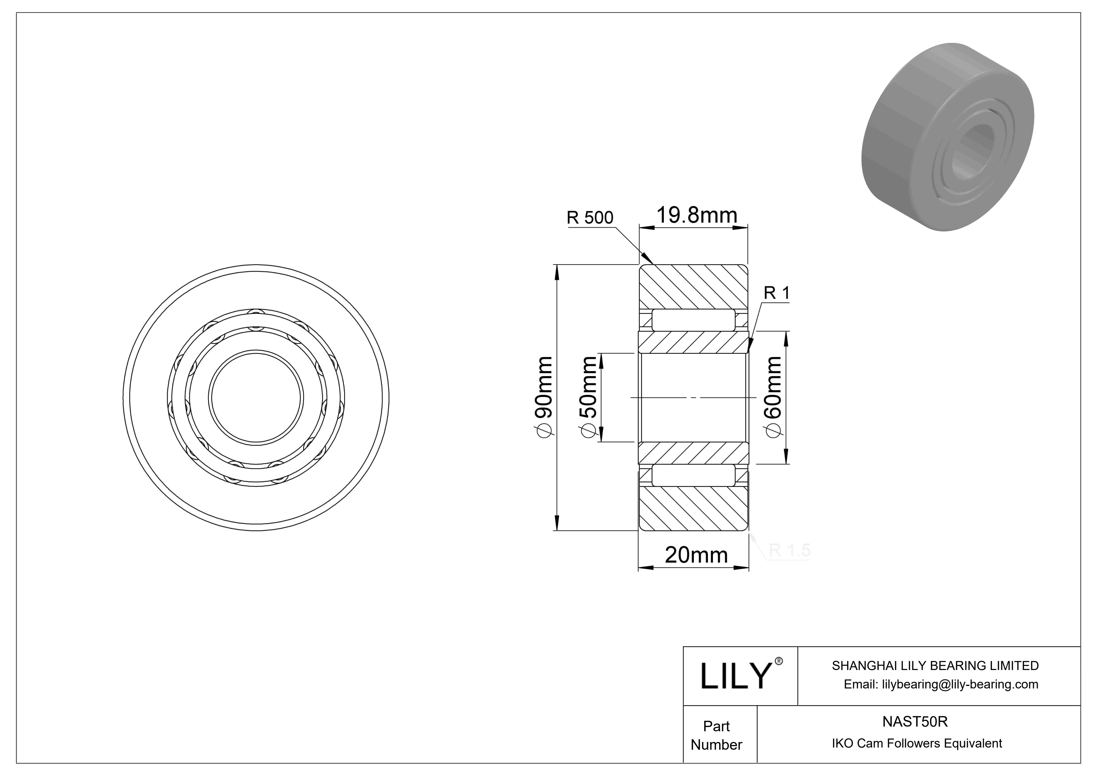 NAST50R Yugo seguidor de leva cad drawing