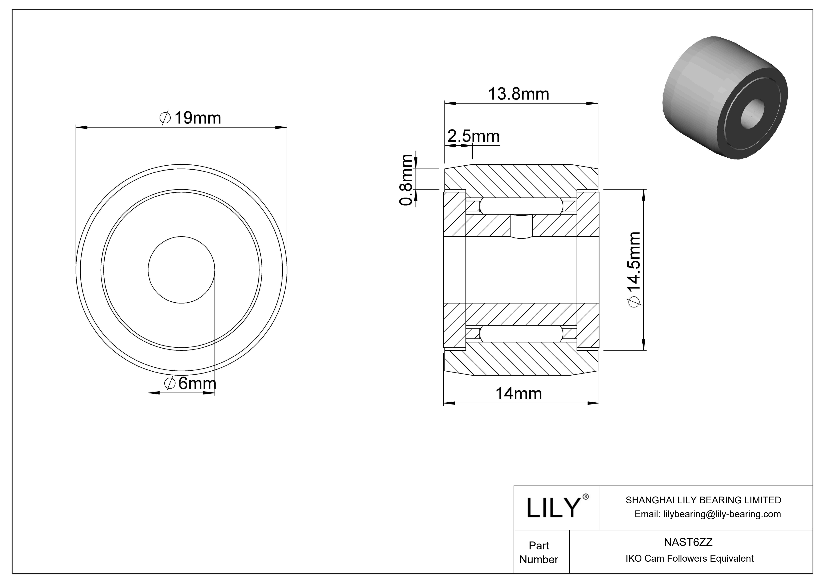 NAST6ZZ 轭凸轮从动件 cad drawing