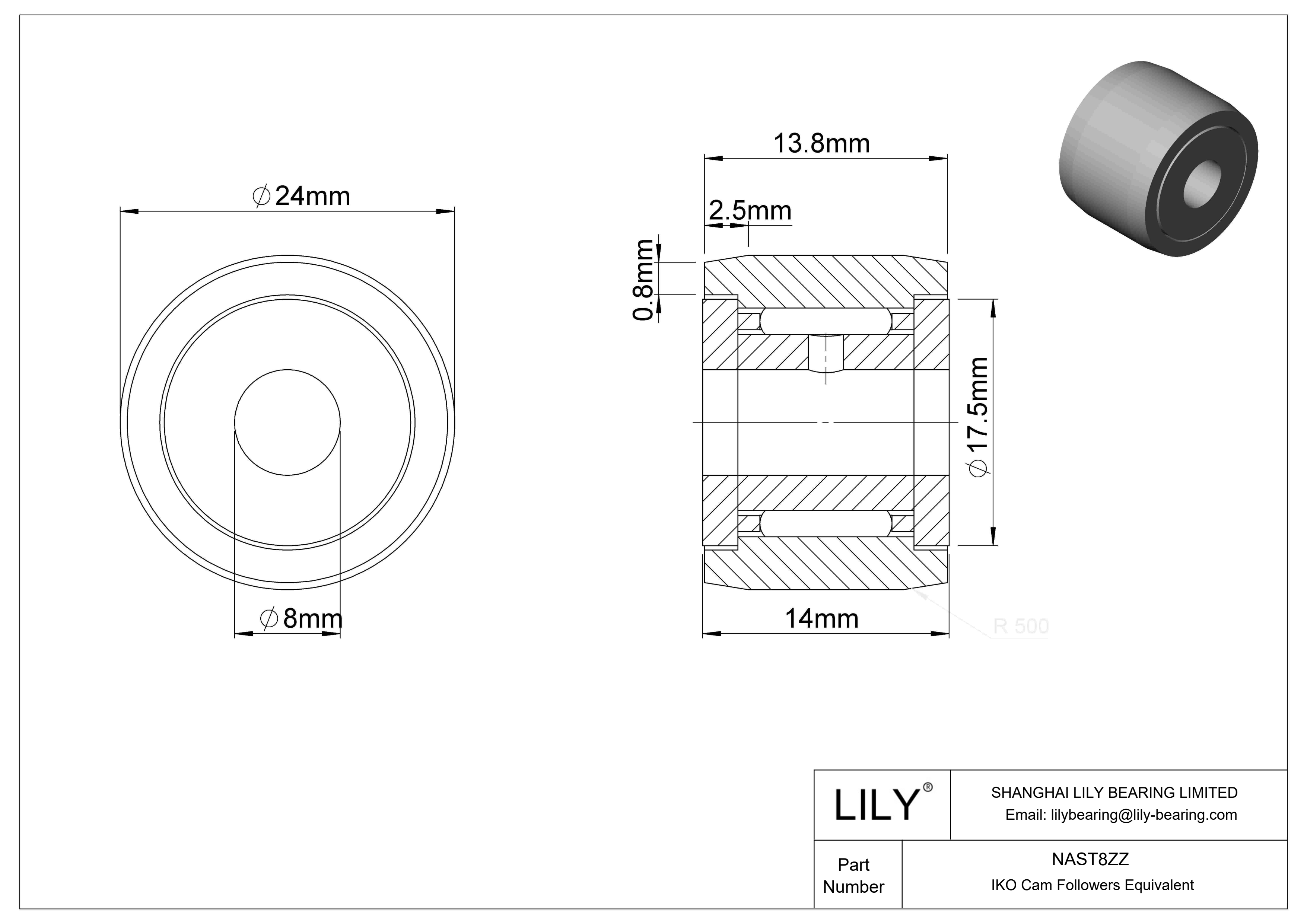 NAST8ZZ 轭凸轮从动件 cad drawing