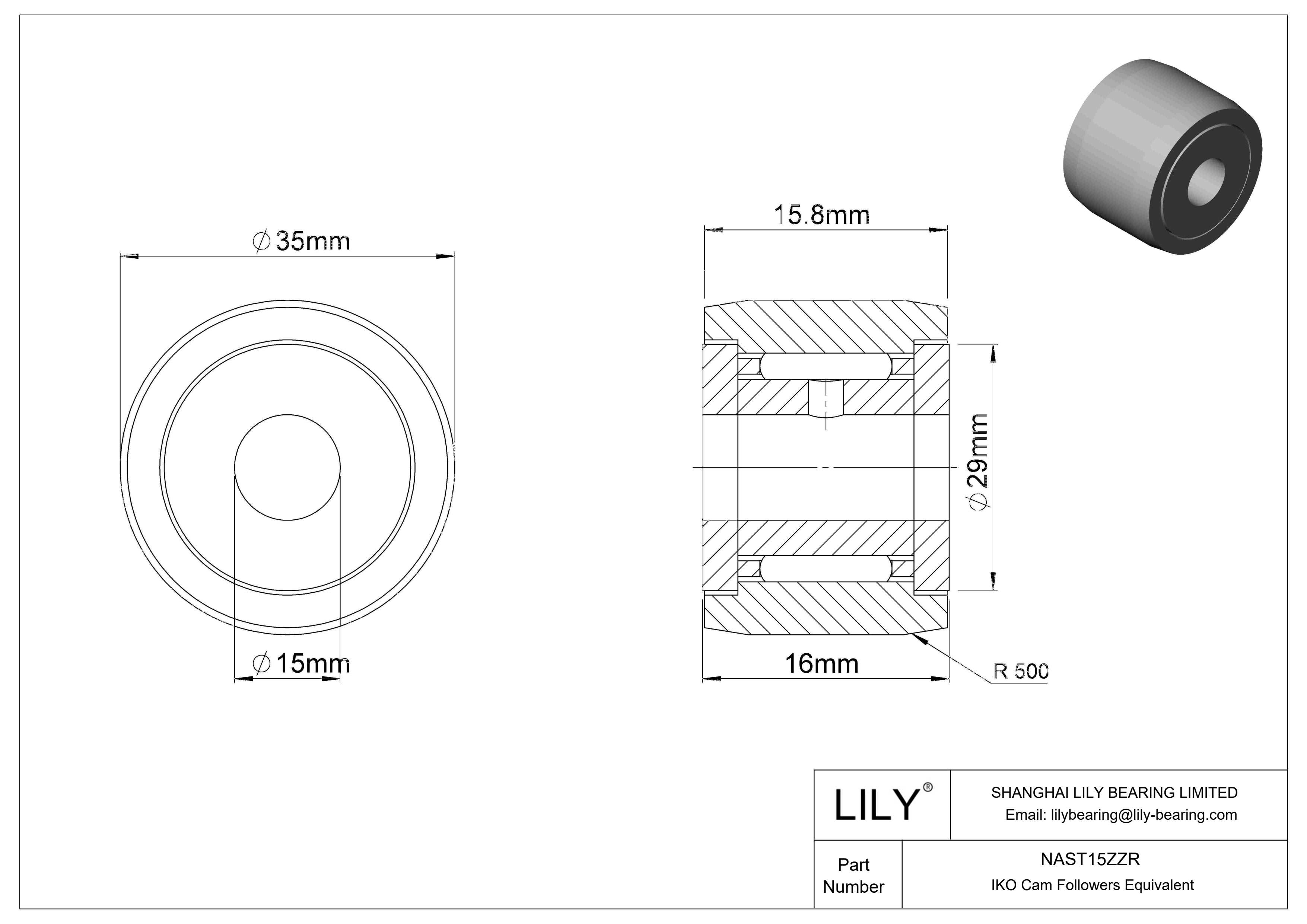 NAST15ZZR 轭凸轮从动件 cad drawing