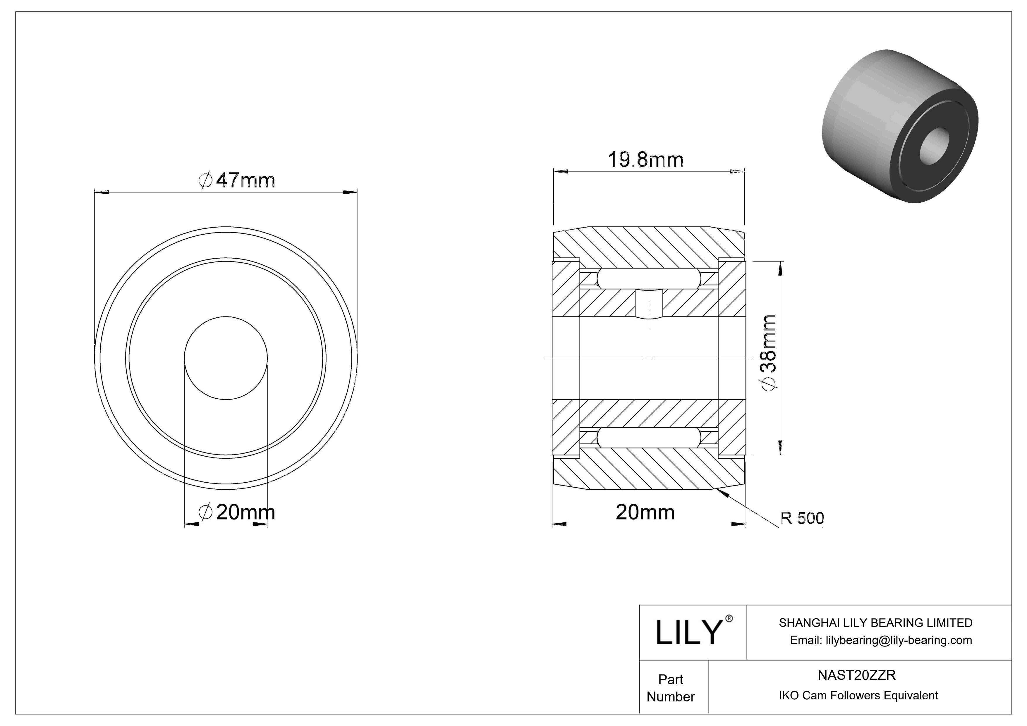 NAST20ZZR Yugo seguidor de leva cad drawing