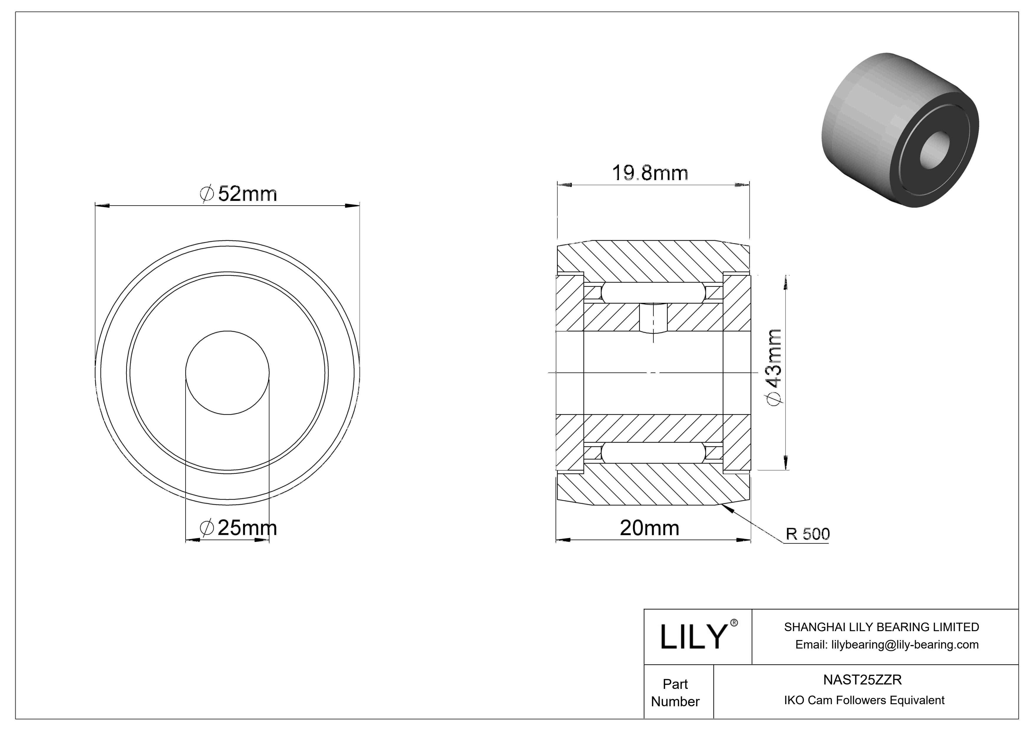 NAST25ZZR Yugo seguidor de leva cad drawing