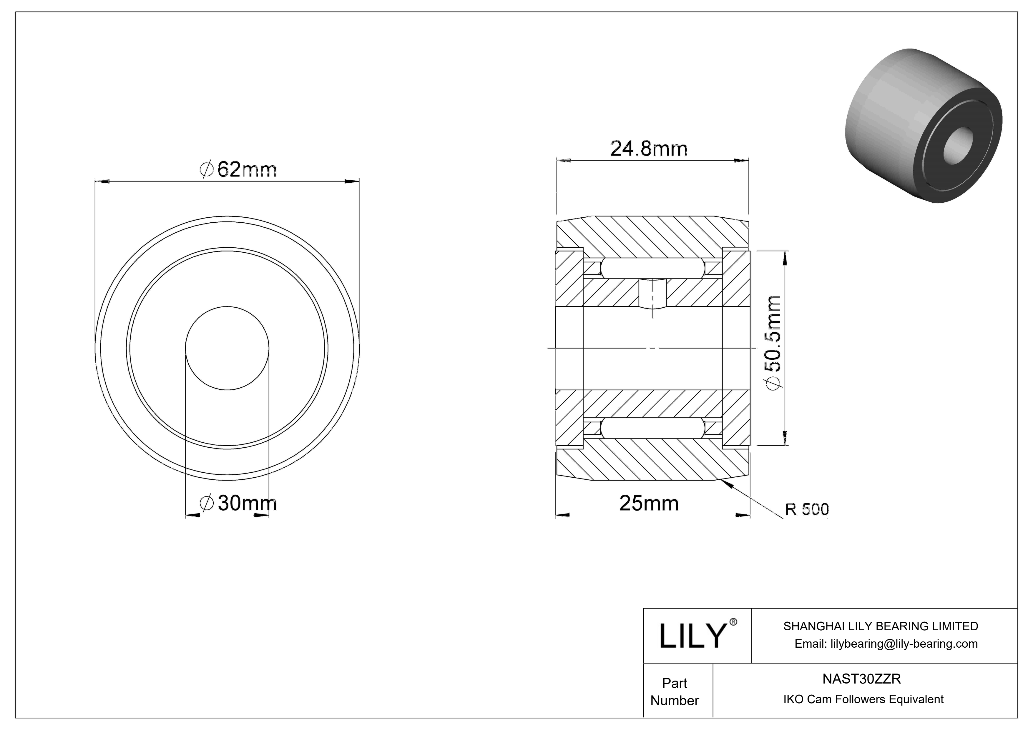 NAST30ZZR 轭凸轮从动件 cad drawing