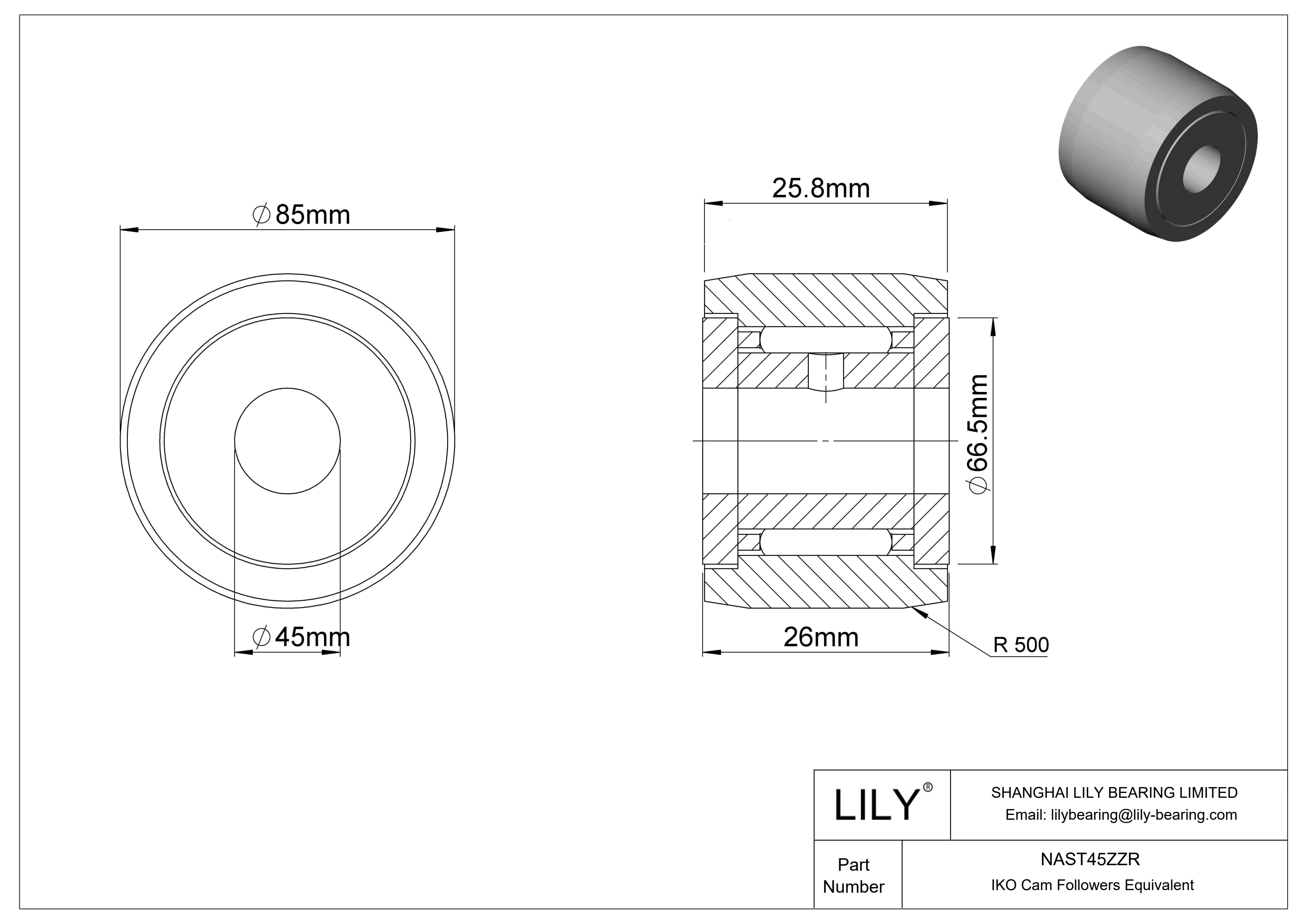 NAST45ZZR Yugo seguidor de leva cad drawing