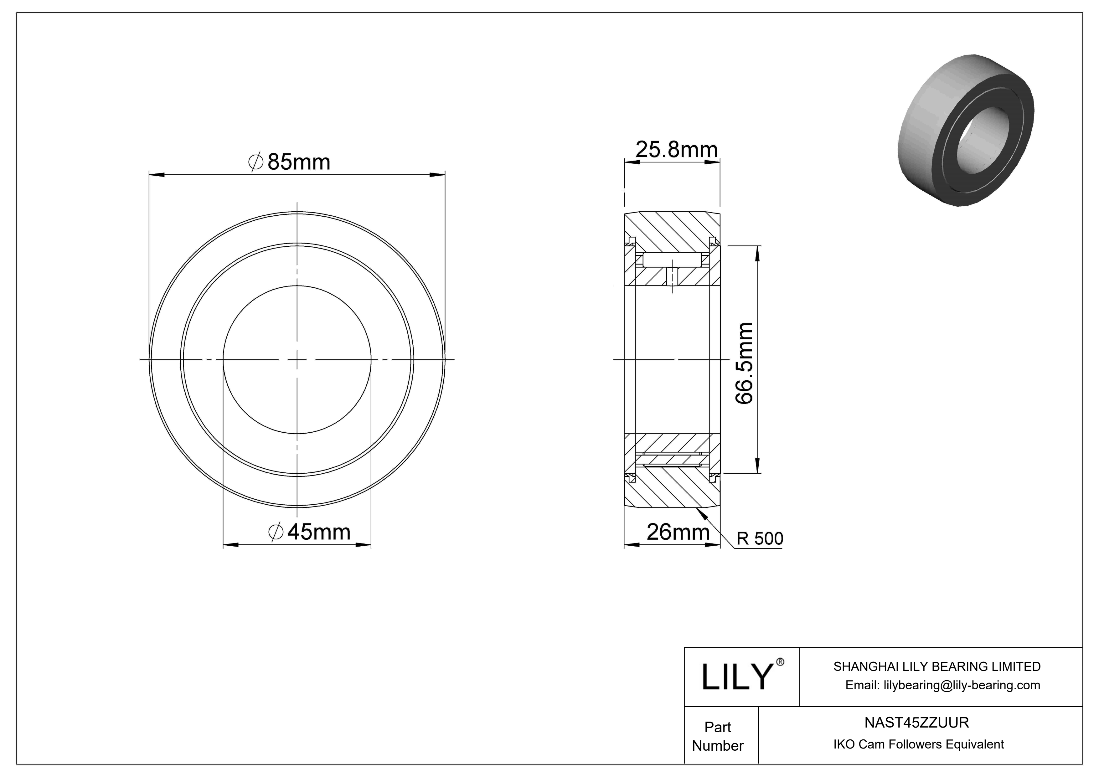 NAST45ZZUUR Yugo seguidor de leva cad drawing