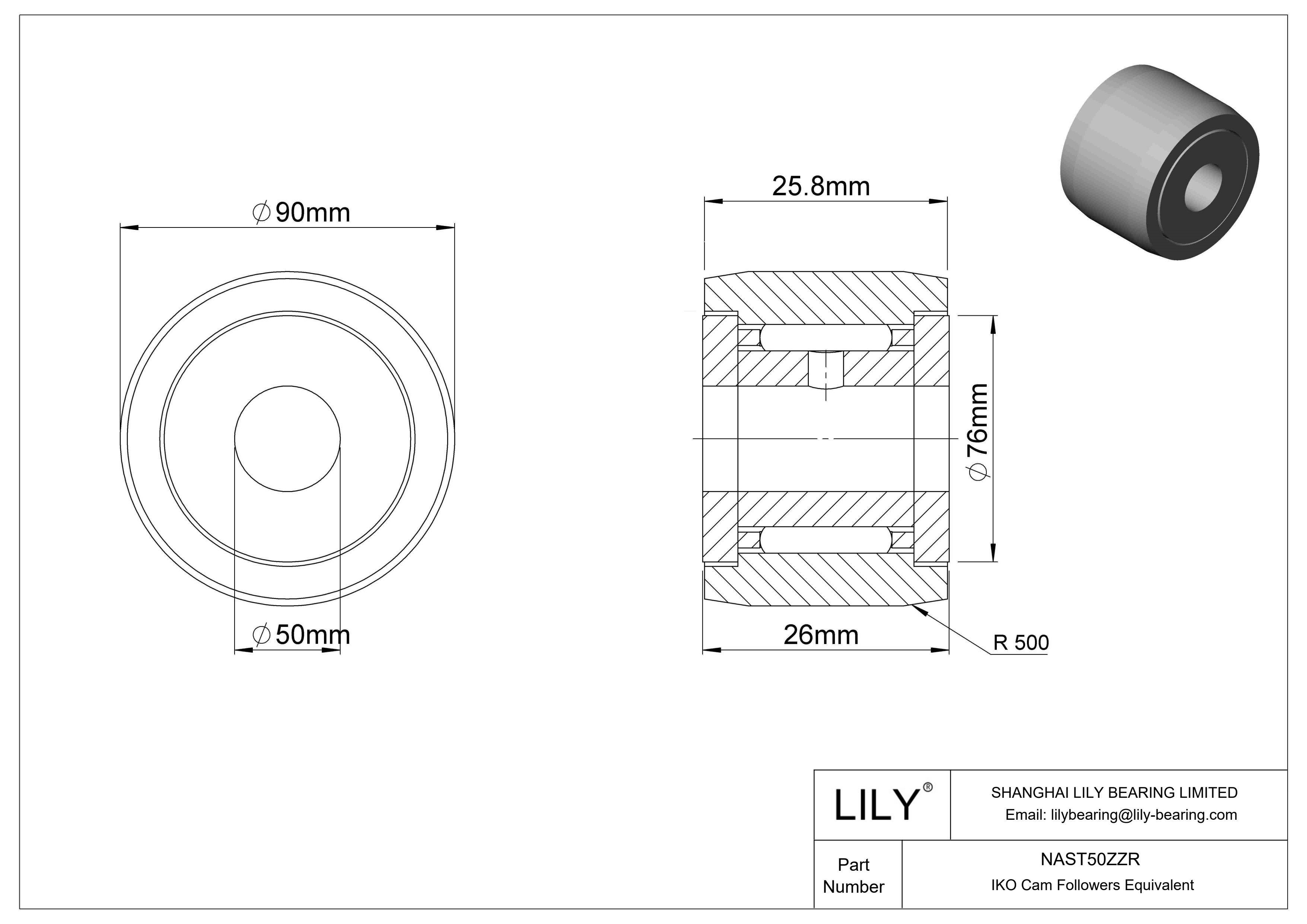 NAST50ZZR 轭凸轮从动件 cad drawing