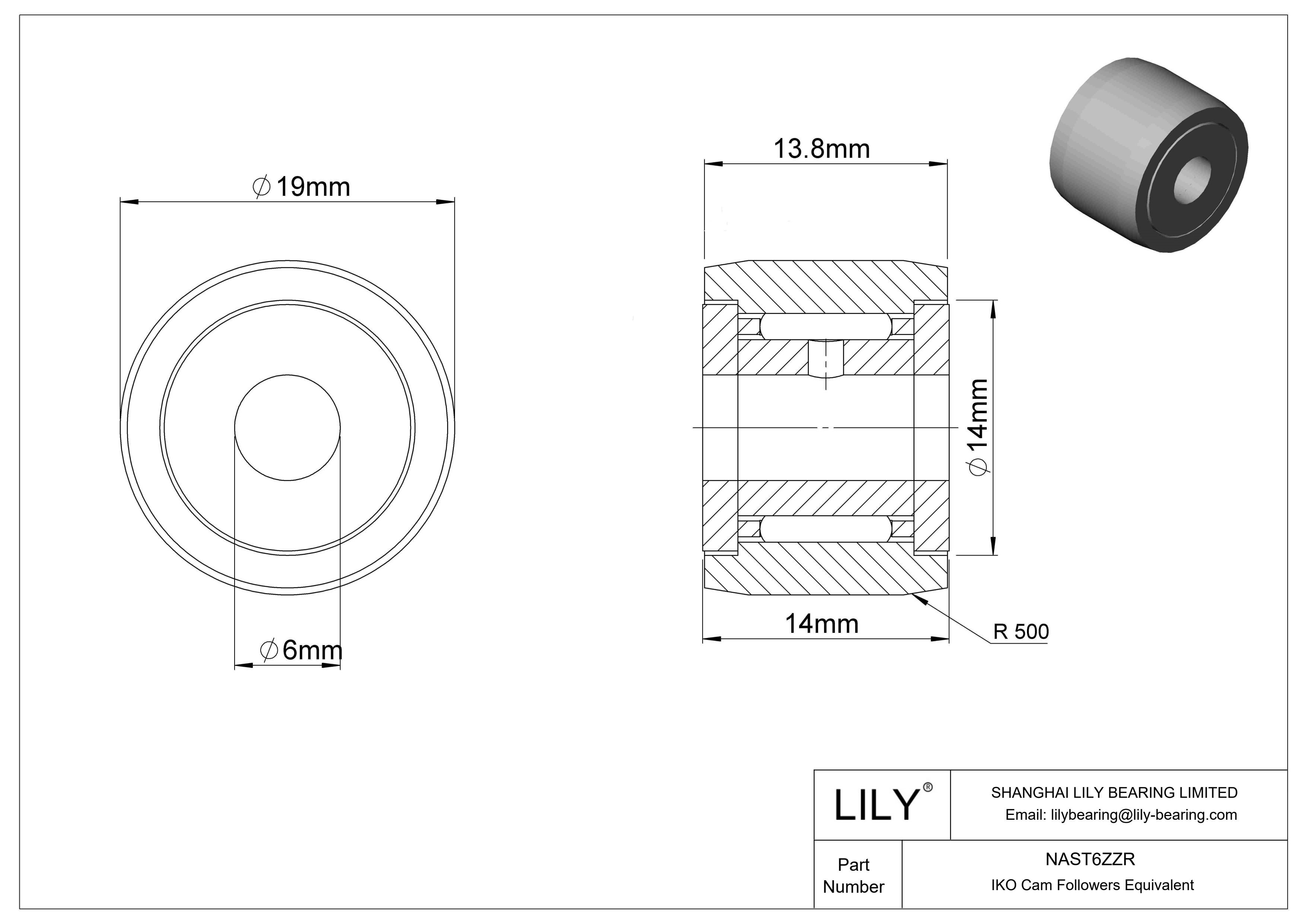 NAST6ZZR 轭凸轮从动件 cad drawing