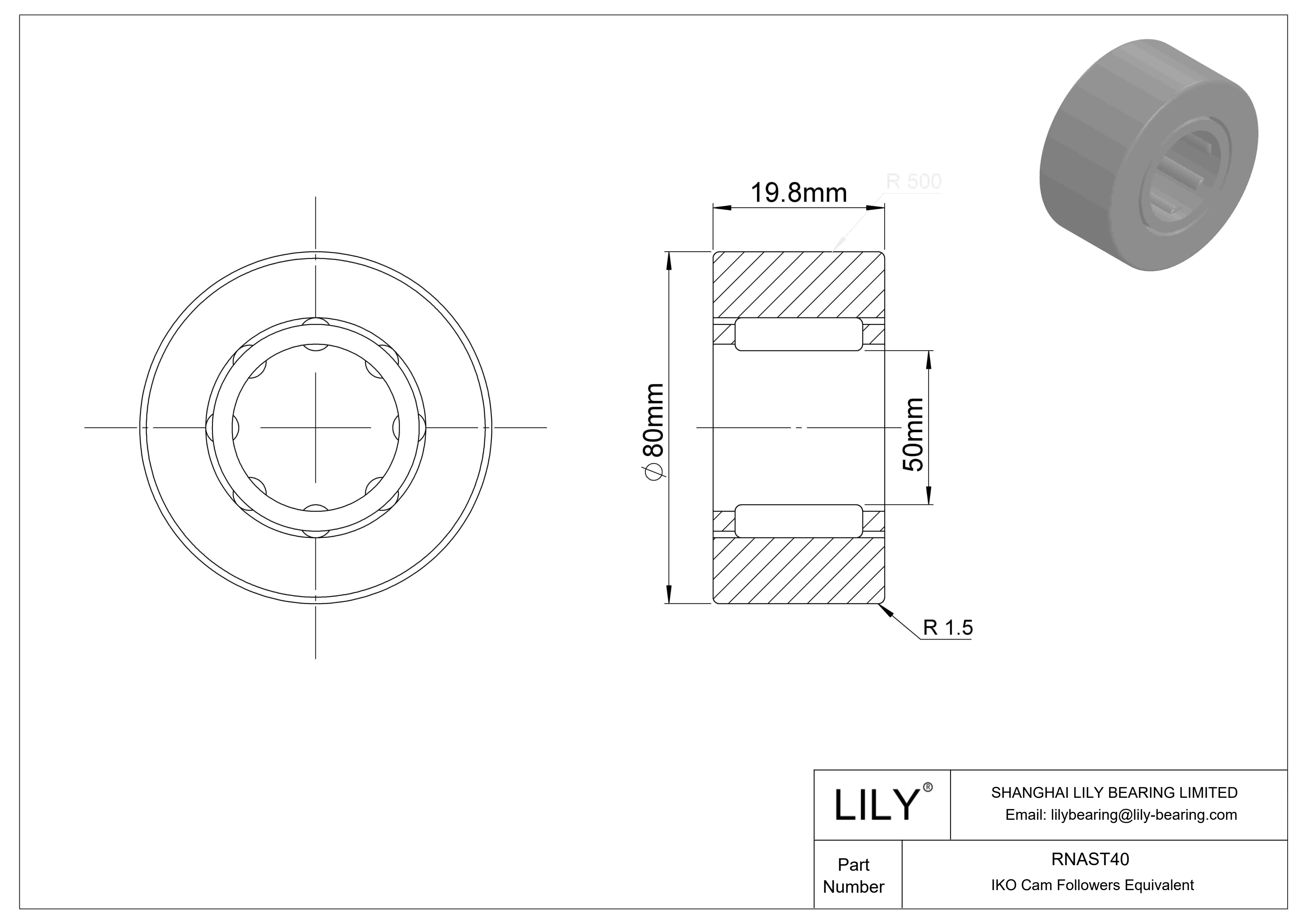 RNAST40 Yugo seguidor de leva cad drawing