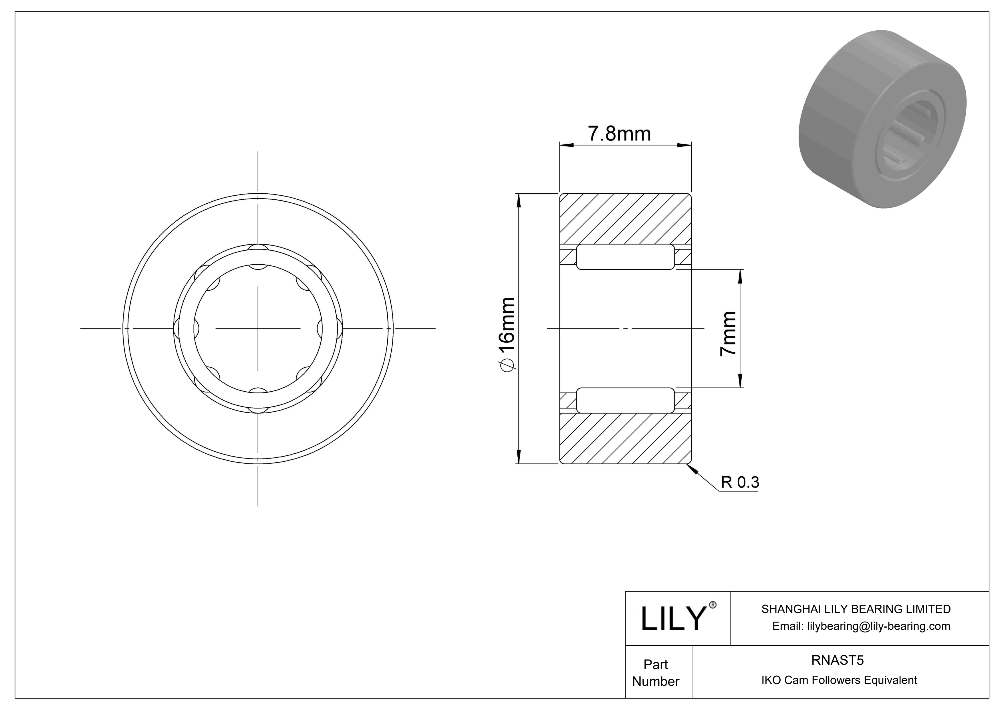 RNAST5 Yugo seguidor de leva cad drawing