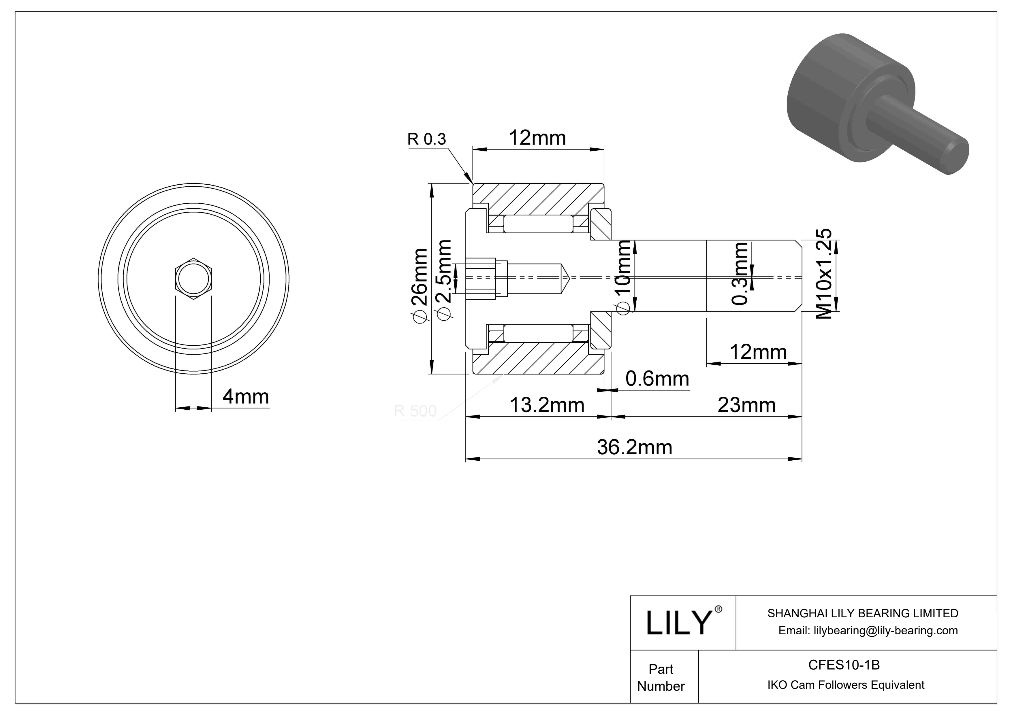 CFES10-1B 偏心螺柱凸轮从动件 cad drawing