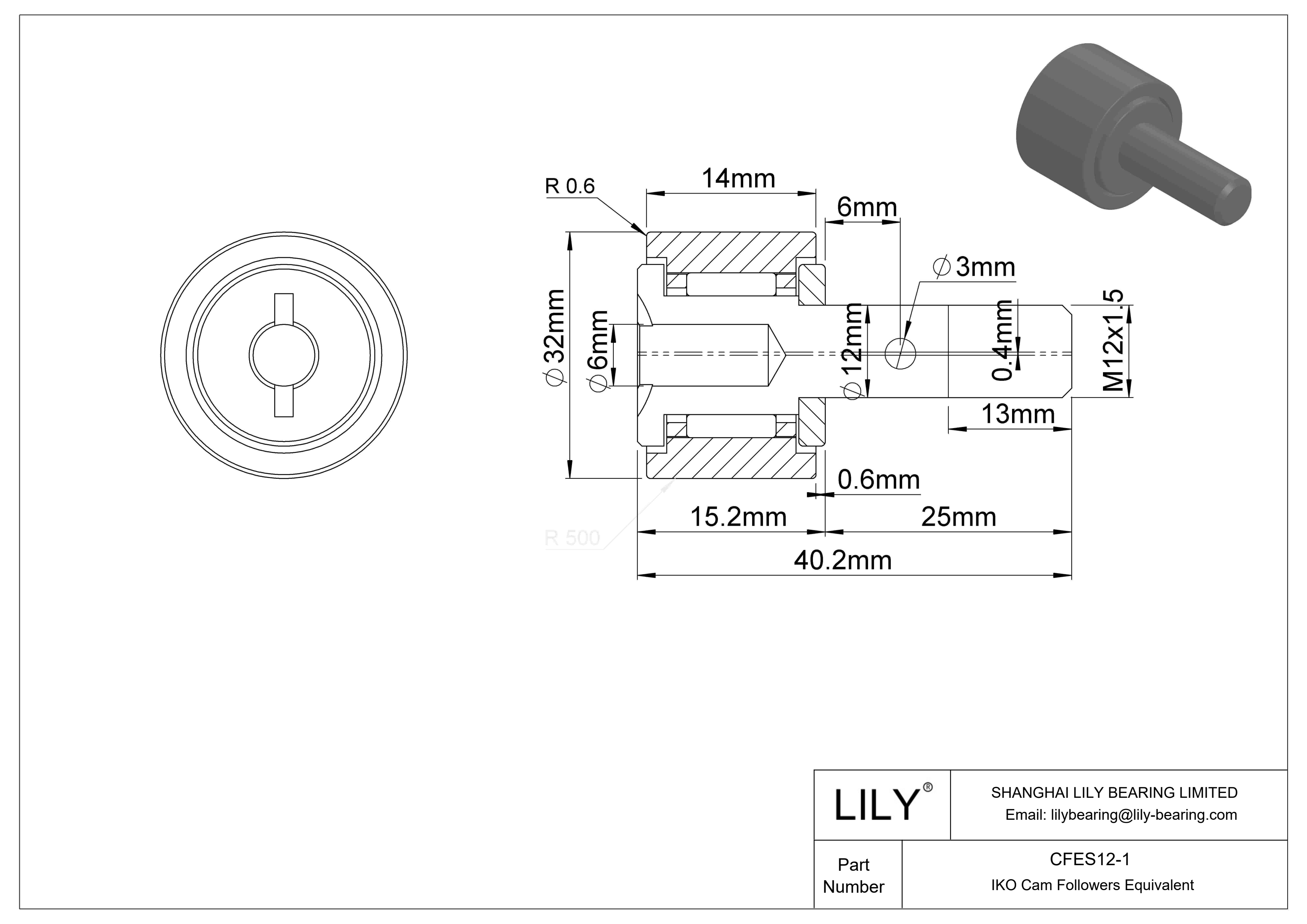 CFES12-1 偏心螺柱凸轮从动件 cad drawing