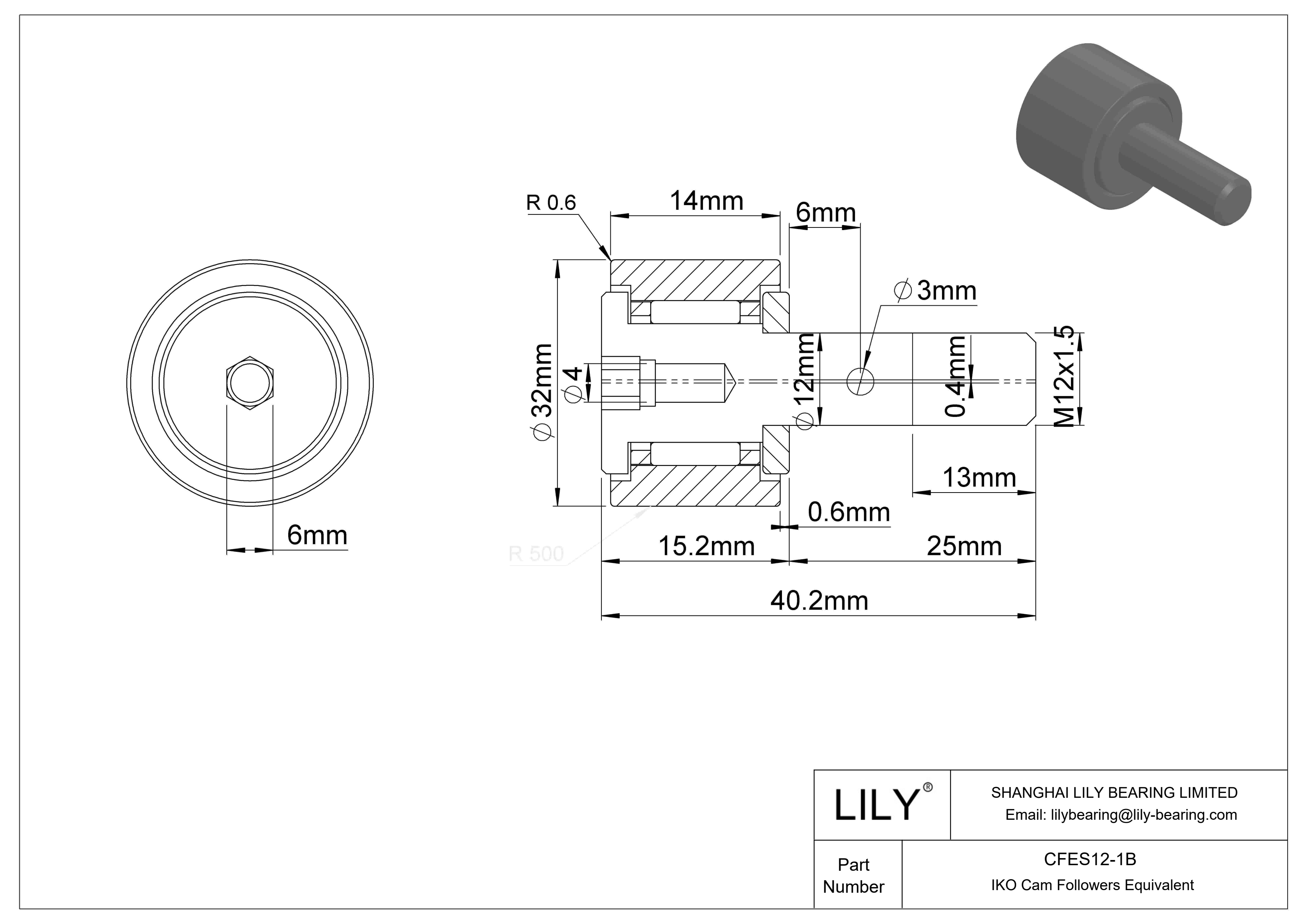 CFES12-1B Seguidor de leva con bulón excéntrico cad drawing