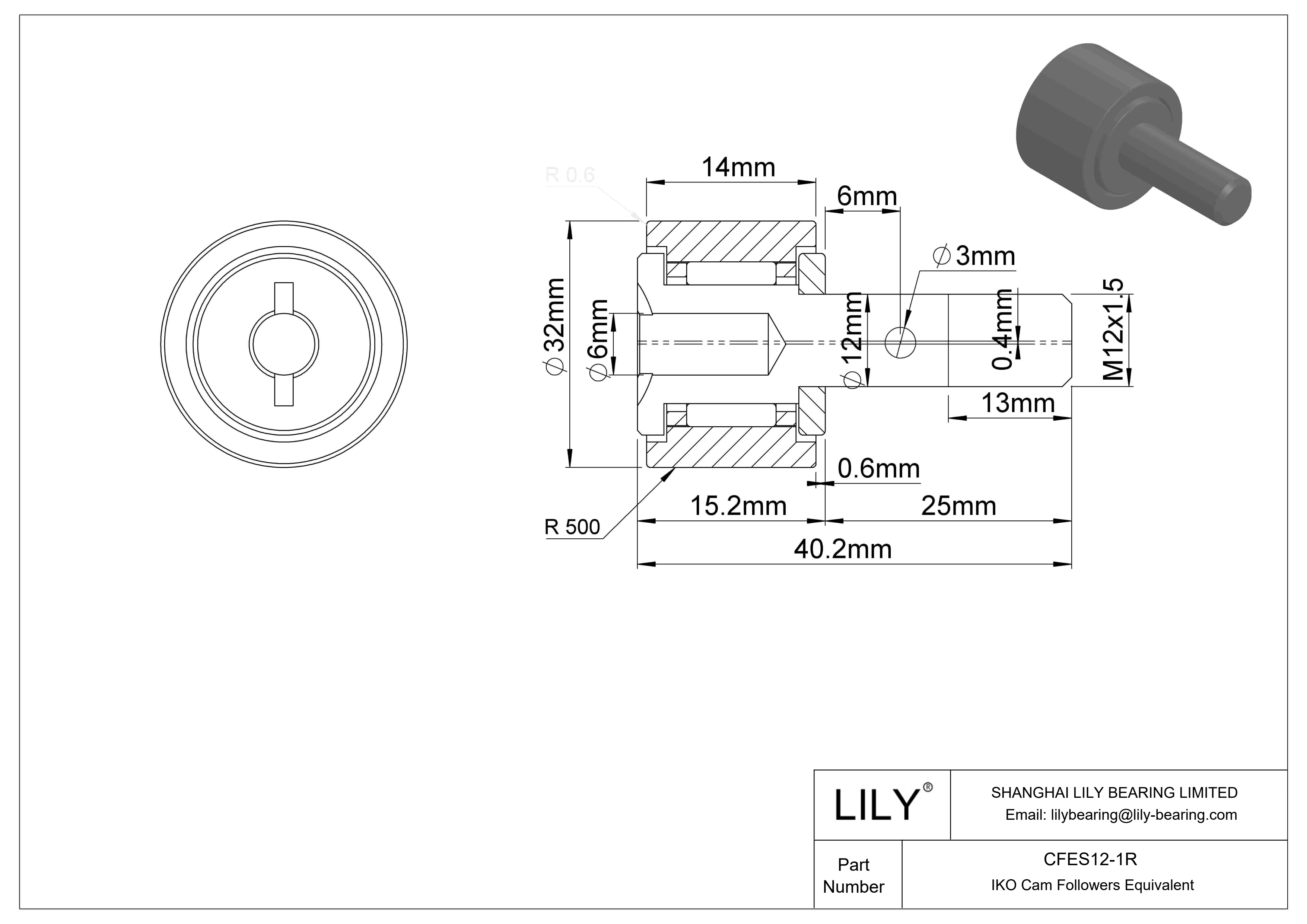 CFES12-1R 偏心螺柱凸轮从动件 cad drawing