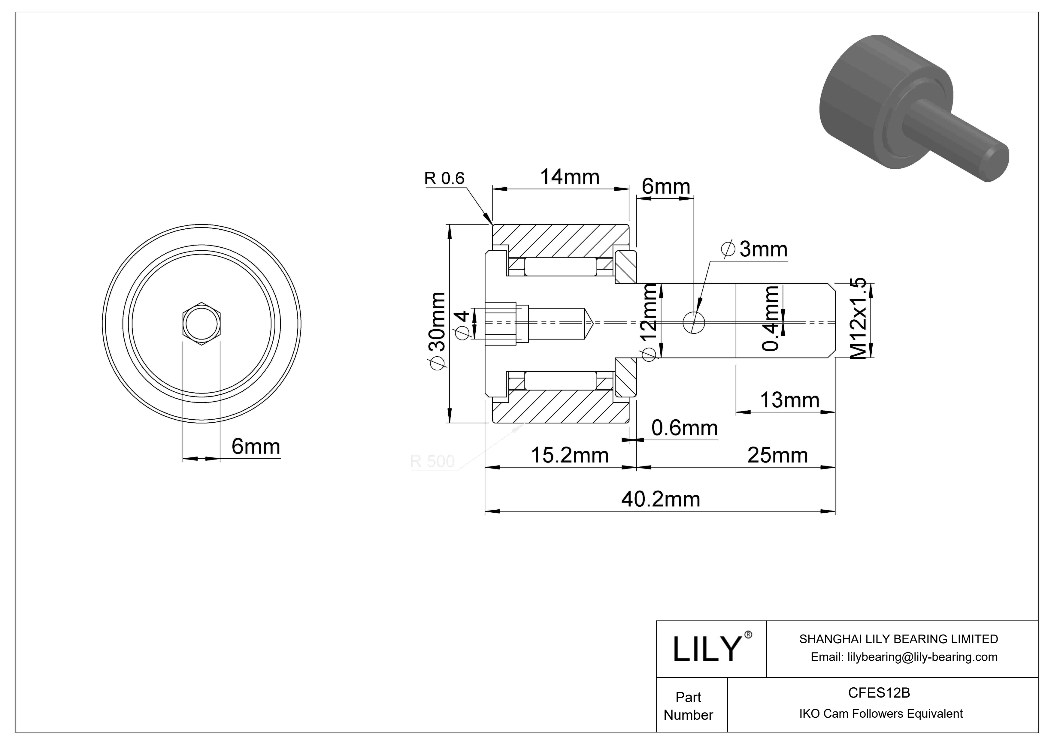 CFES12B Seguidor de leva con bulón excéntrico cad drawing