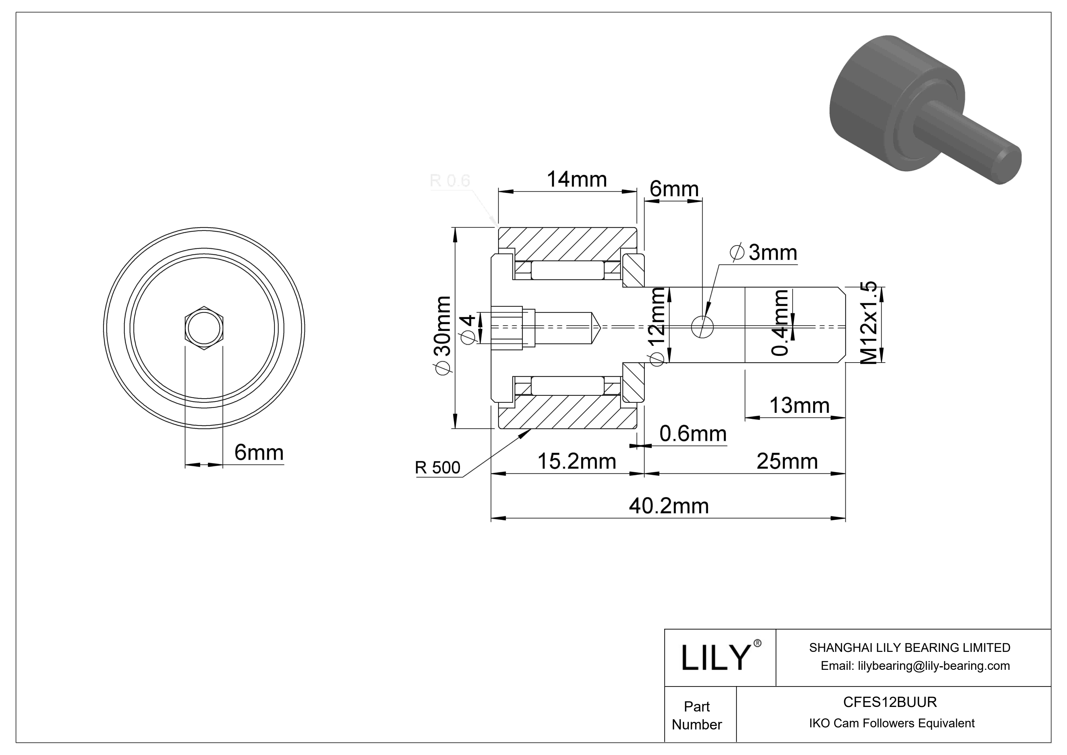 CFES12BUUR 偏心螺柱凸轮从动件 cad drawing