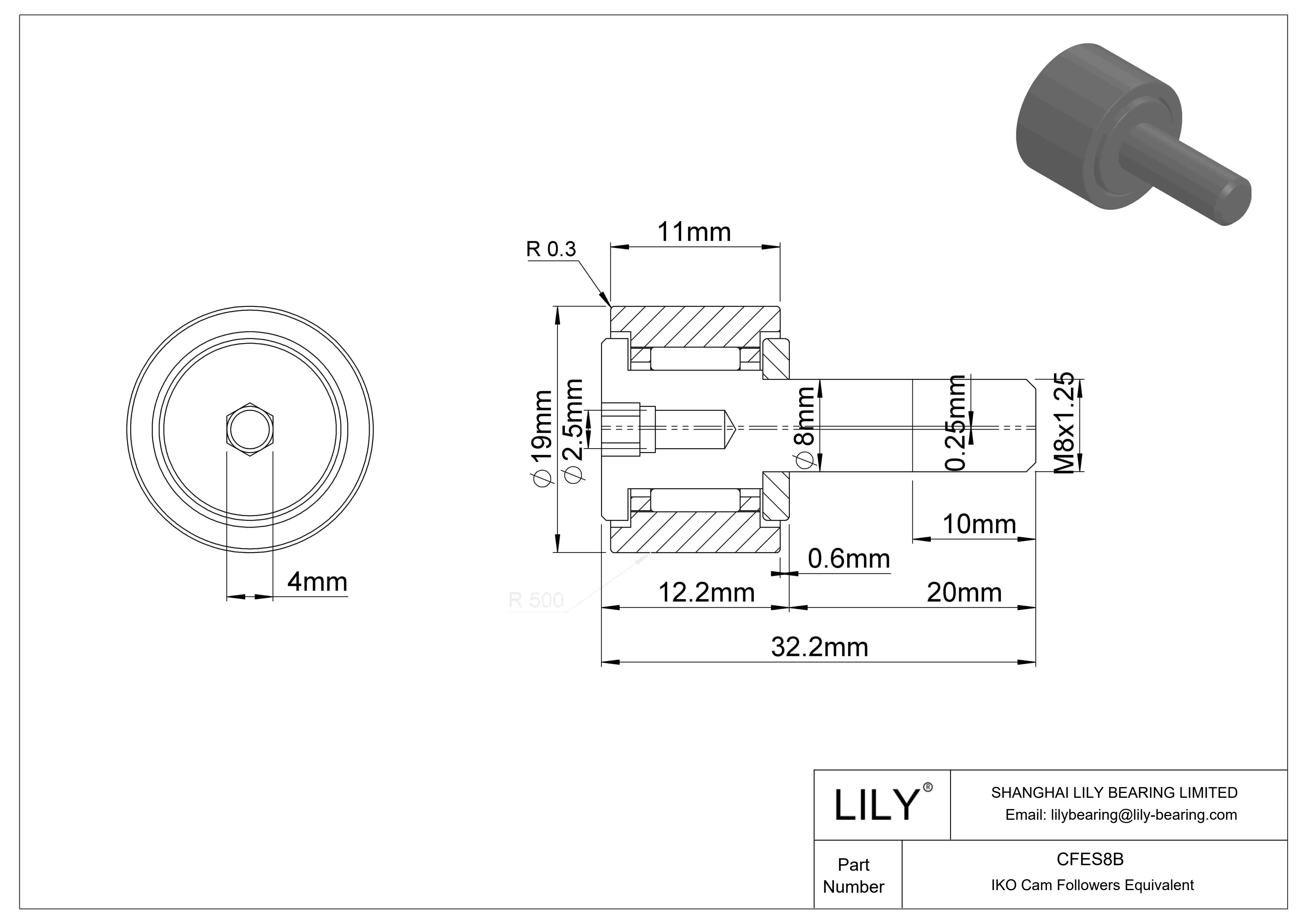 CFES8B 偏心螺柱凸轮从动件 cad drawing