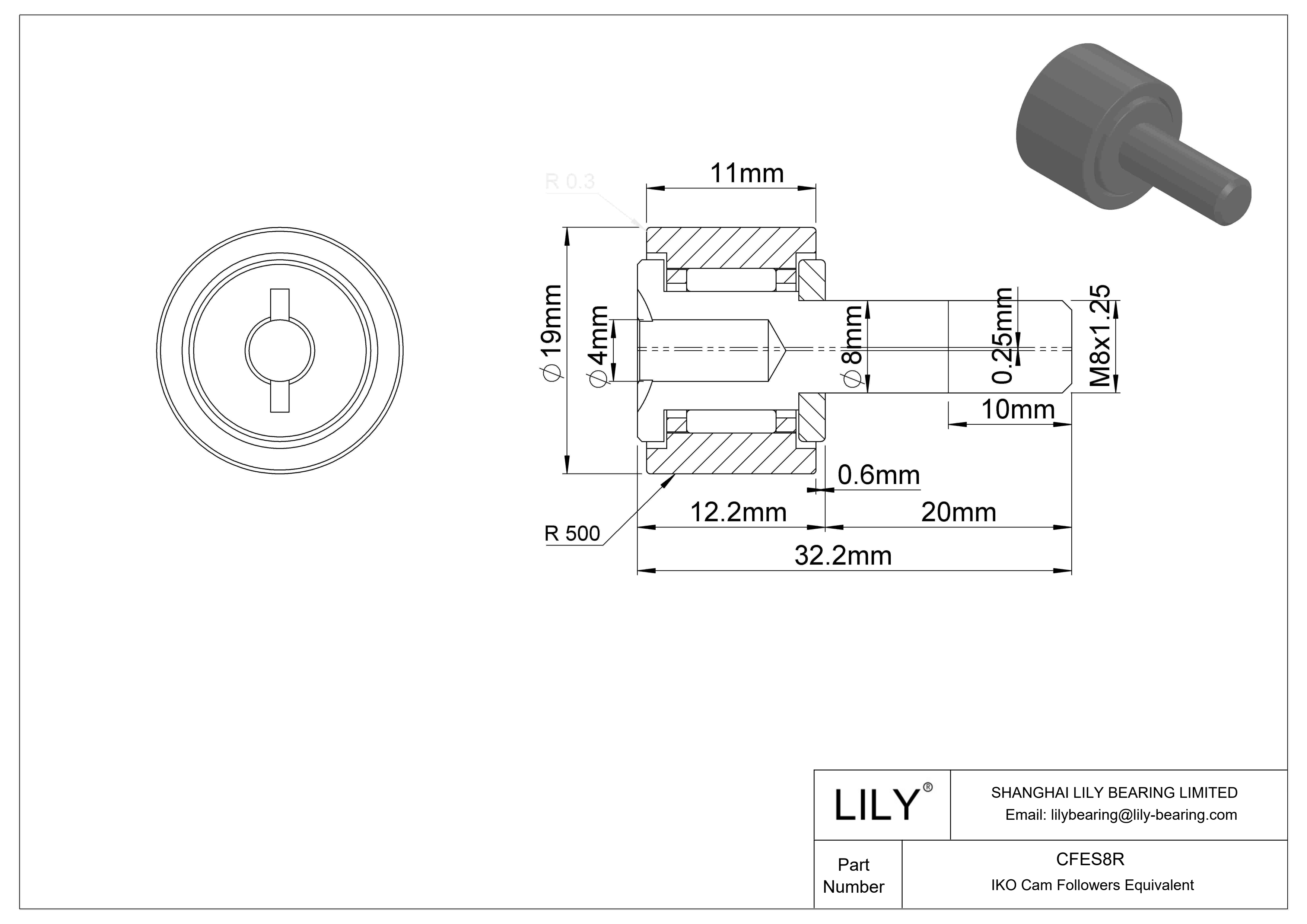 CFES8R Seguidor de leva con bulón excéntrico cad drawing