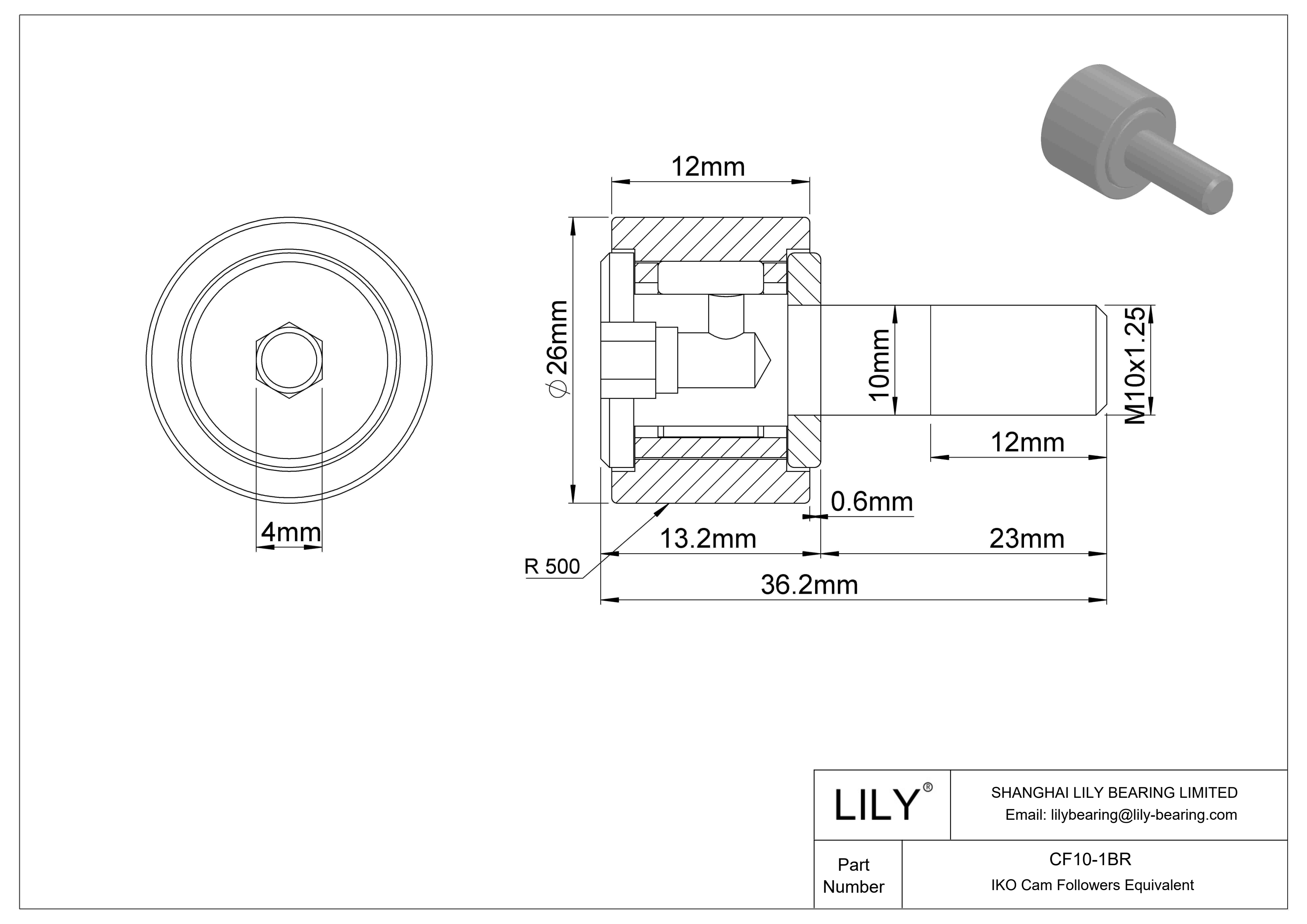 CF10-1BR Seguidor de leva cad drawing