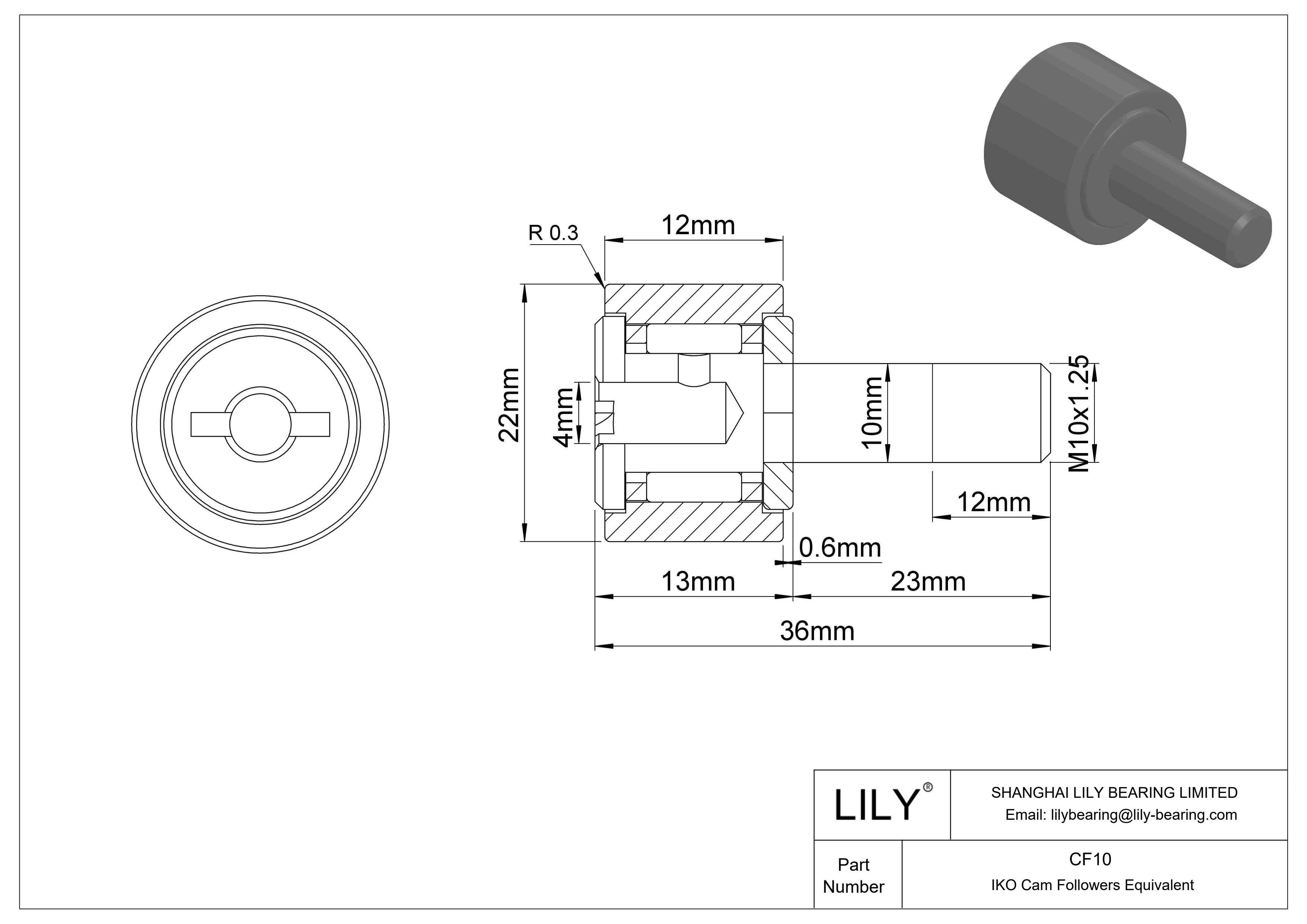 CF10 螺柱凸轮从动件 cad drawing