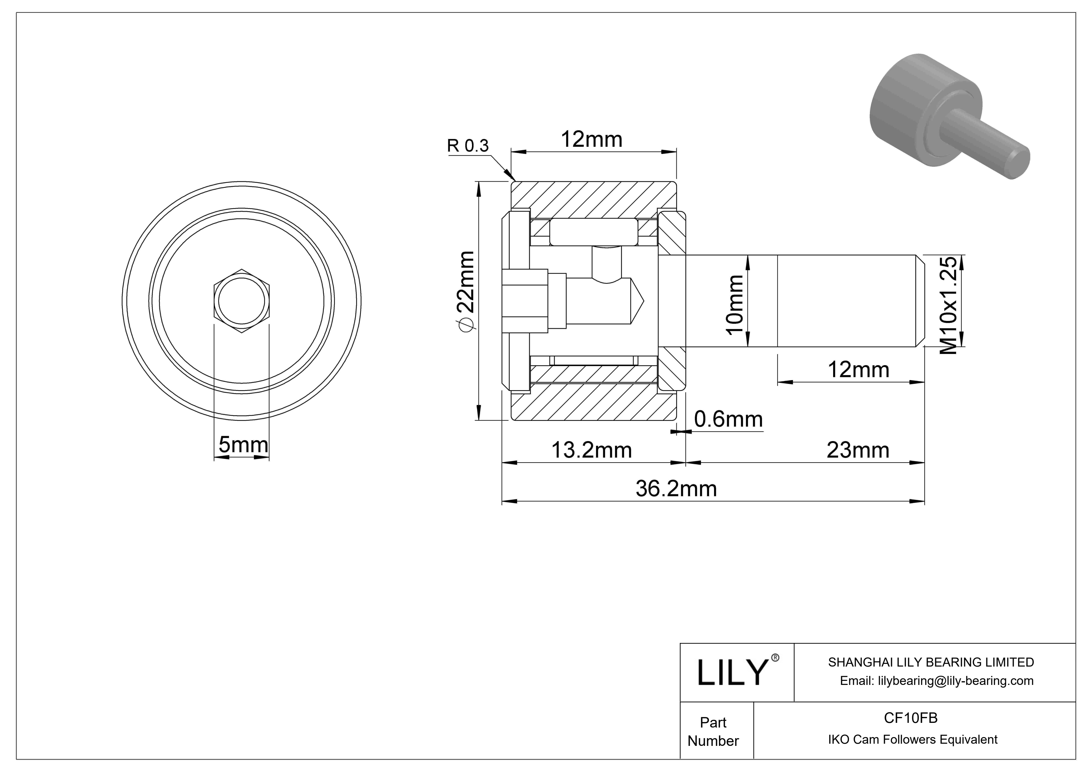 CF10FB 螺柱凸轮从动件 cad drawing