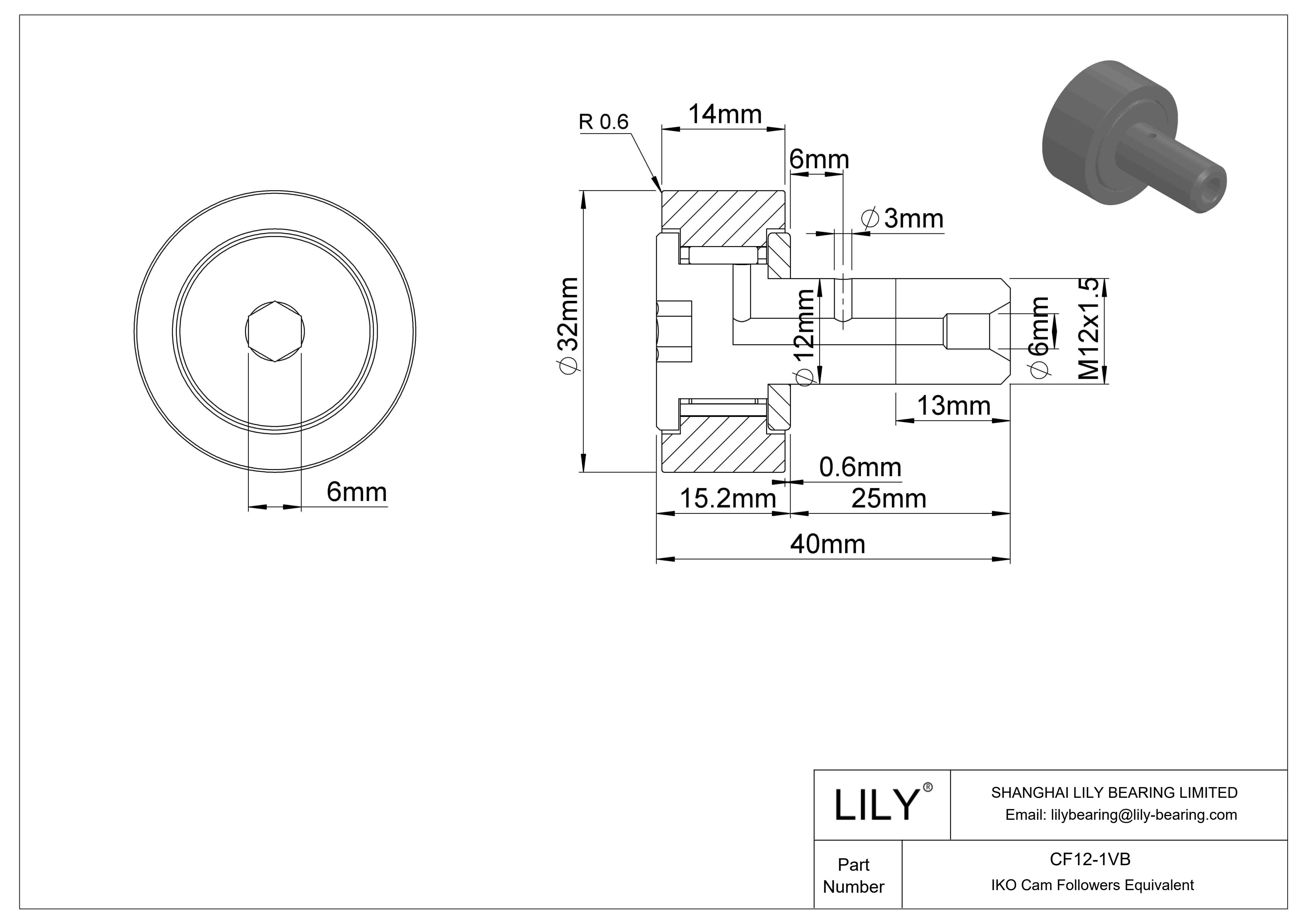 CF12-1VB 螺柱凸轮从动件 cad drawing