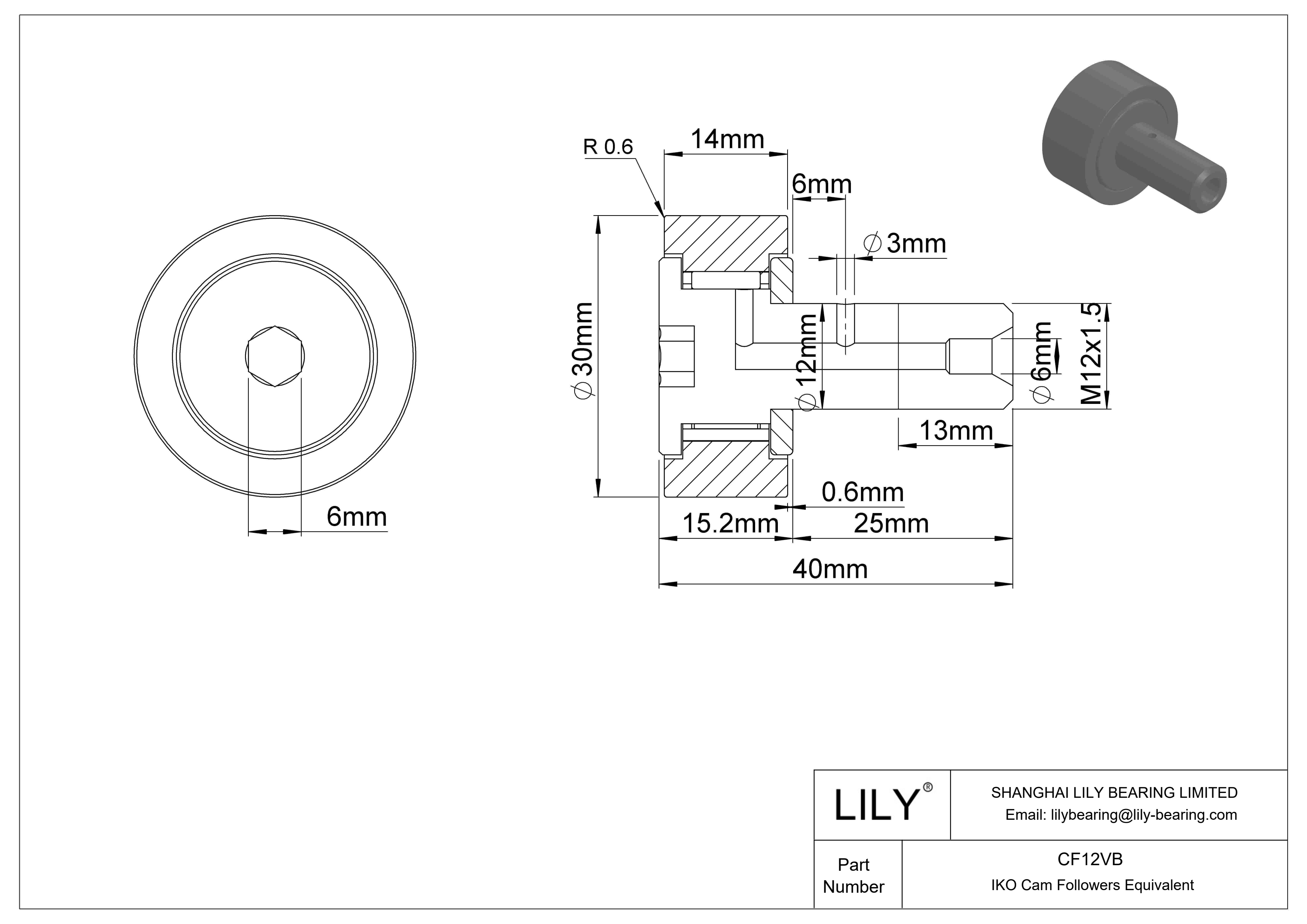 CF12VB 螺柱凸轮从动件 cad drawing